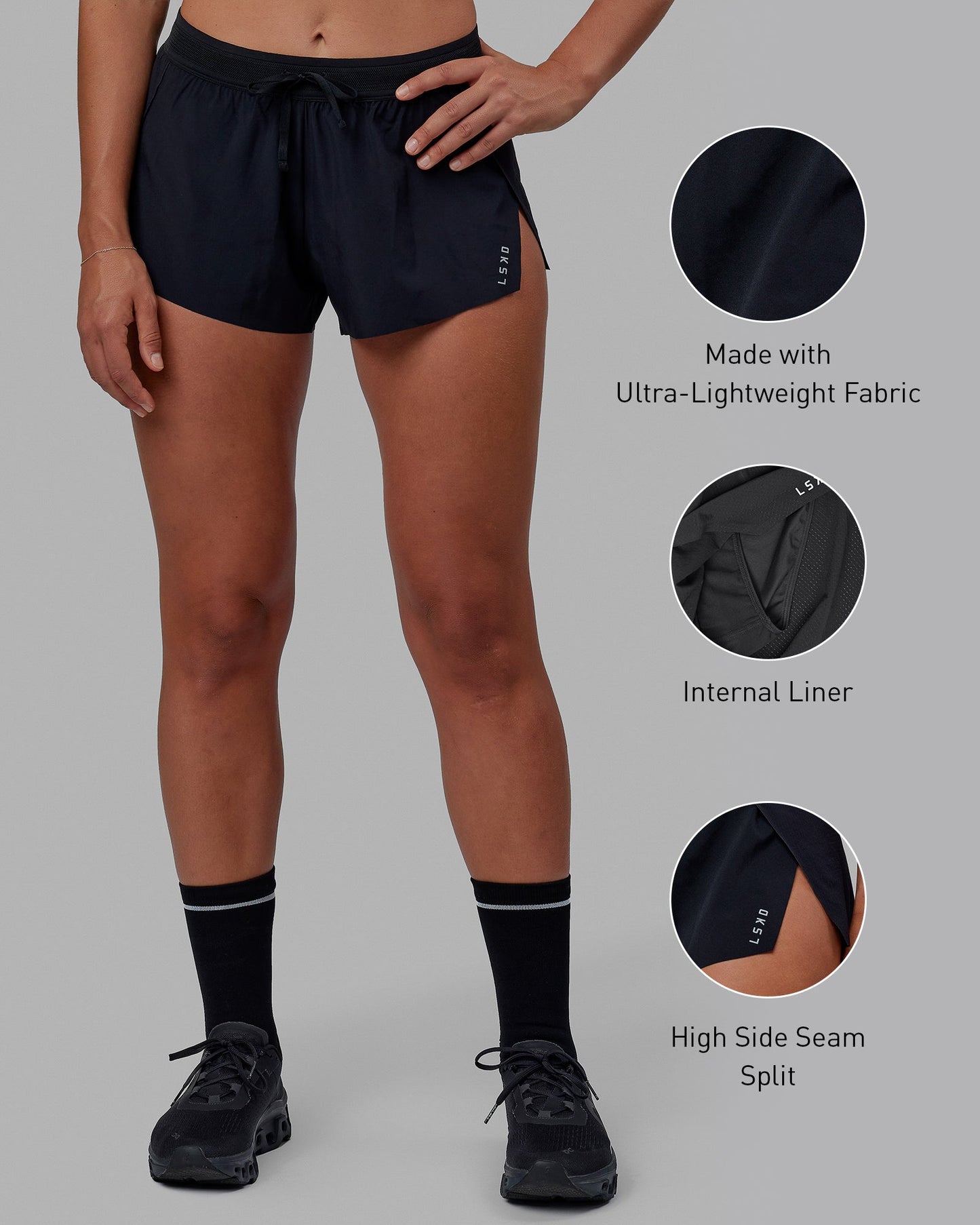 Woman wearing Accelerate Run Shorts - Black