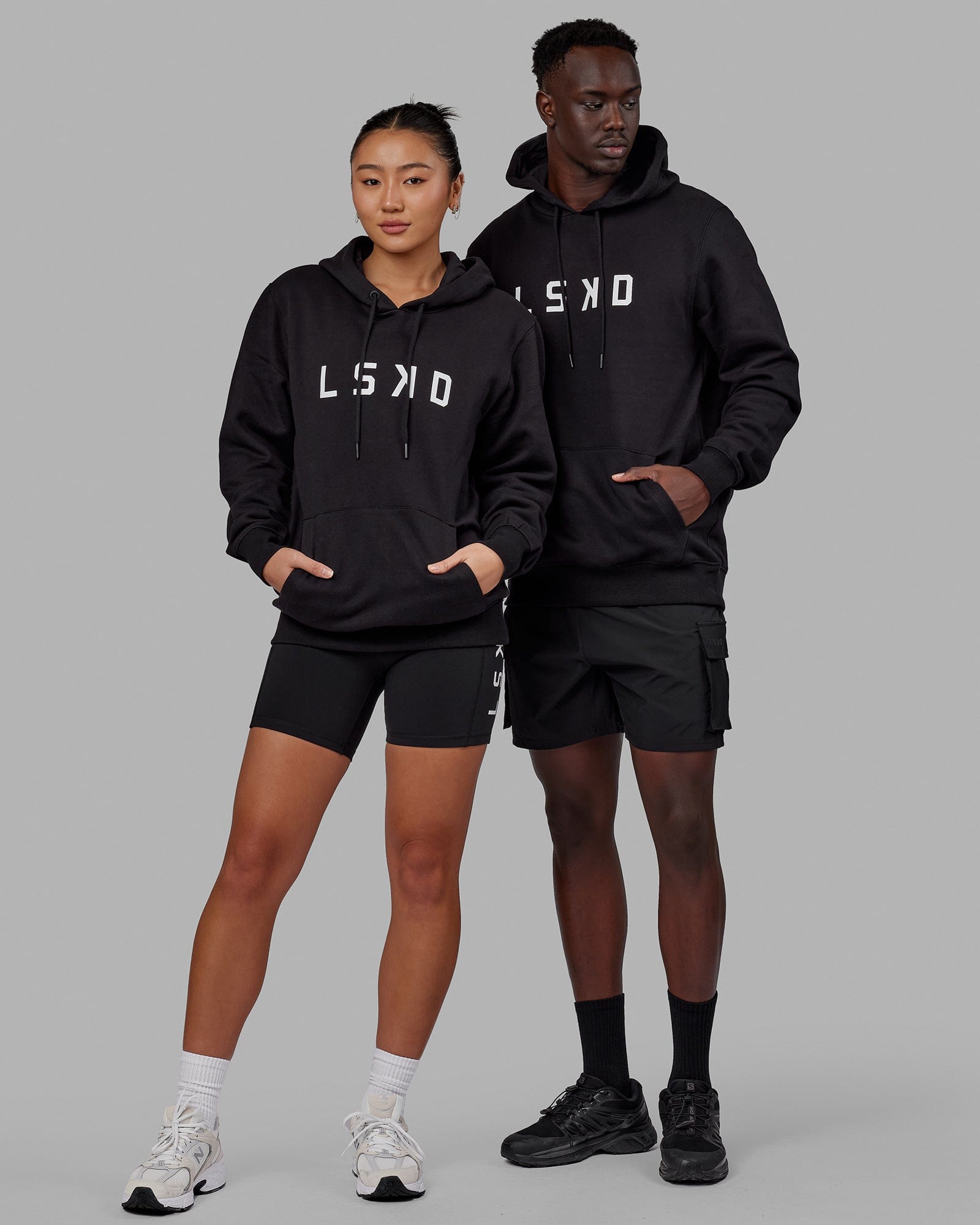 Duo wearing Structure Hoodie - Black-White