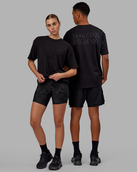 Duo wearing Unisex VS5 FLXCotton Tee Oversize - Black-Black