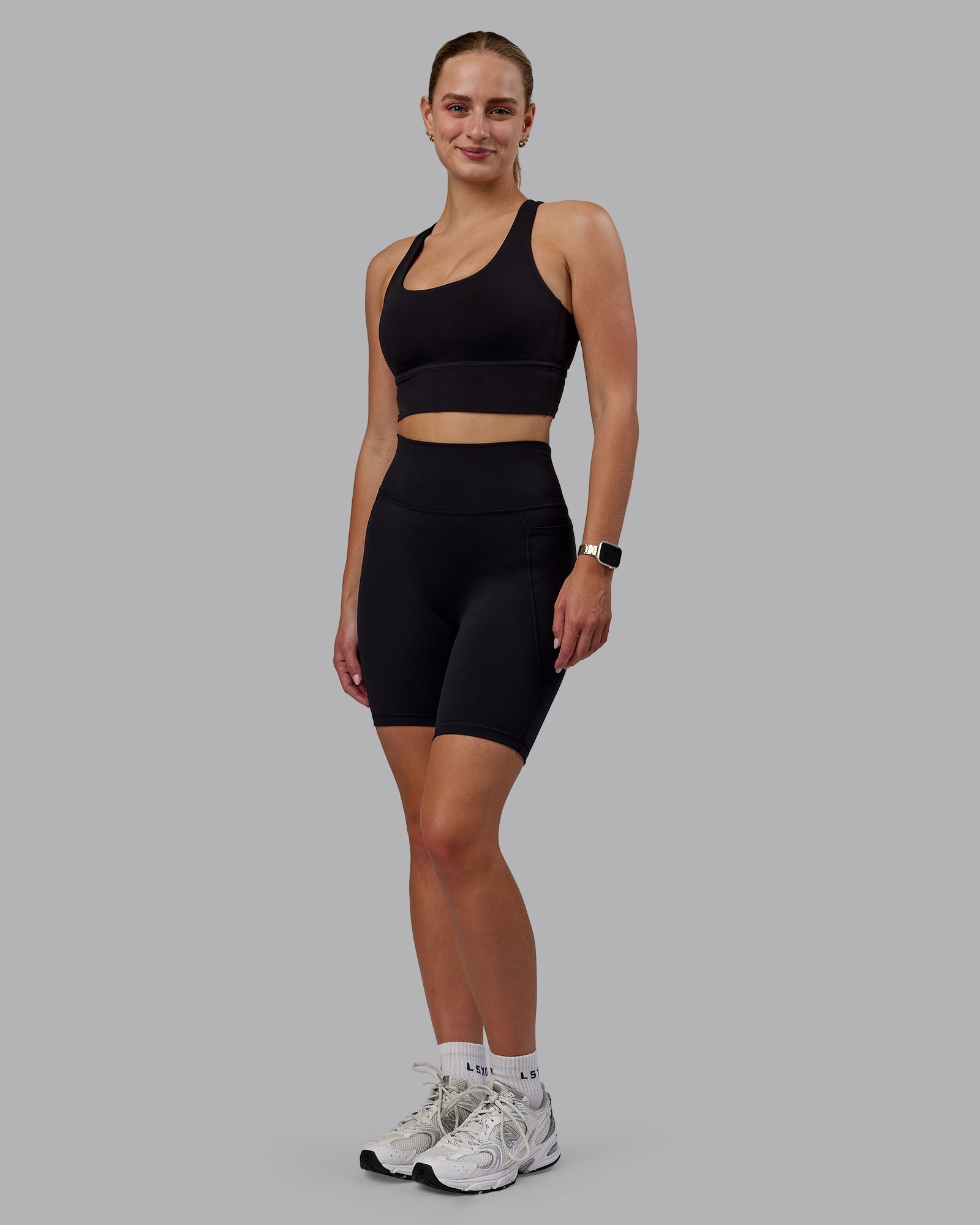 Woman wearing Fusion Bike Short With Pockets - Black