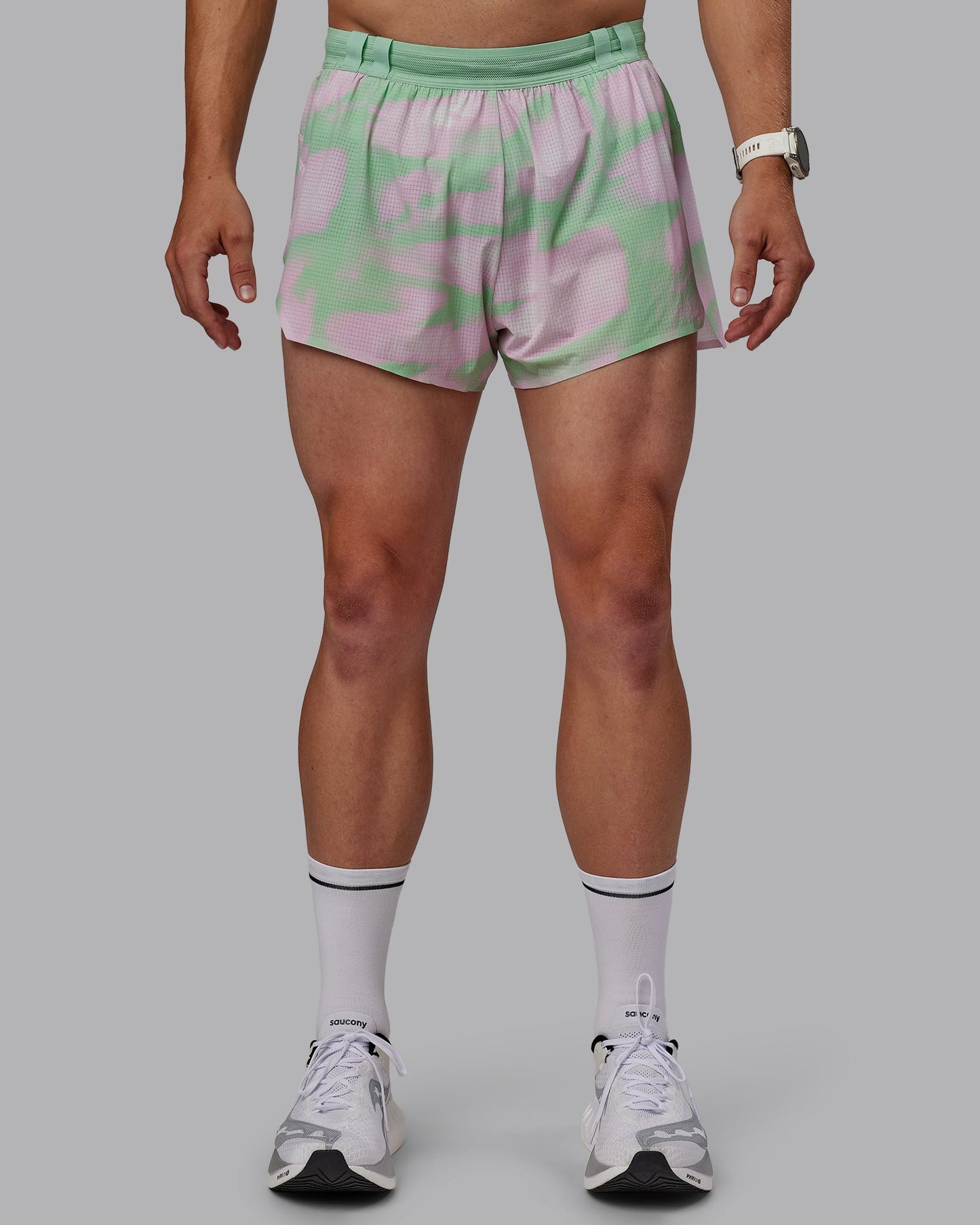 Man wearing Race Day 3" Lined Running Shorts - Mystic Print