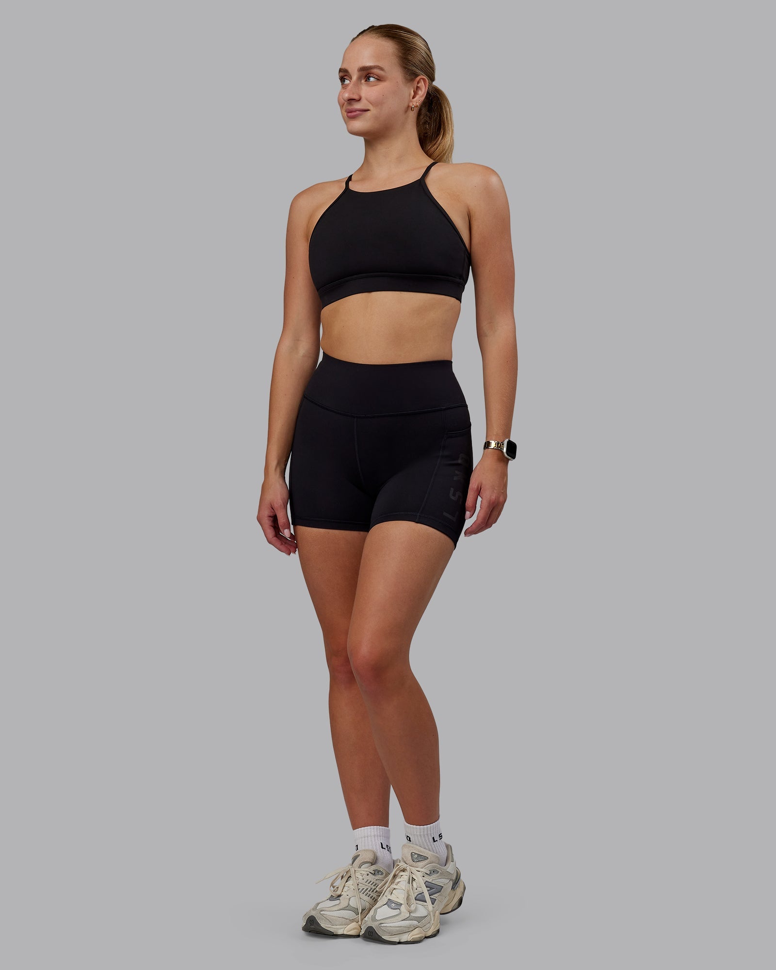 Woman wearing Rep X-Short Tight - Black-Black