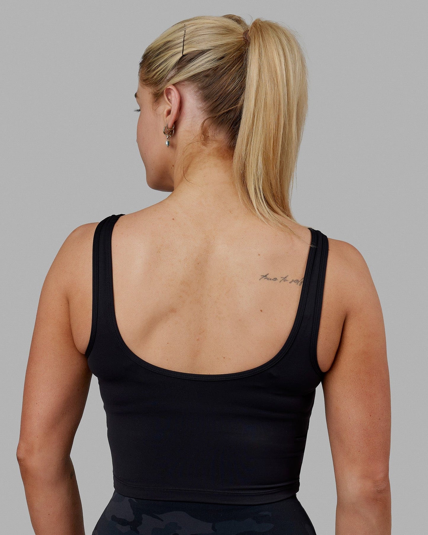 Woman wearing Staple Active Cropped Tank - Black