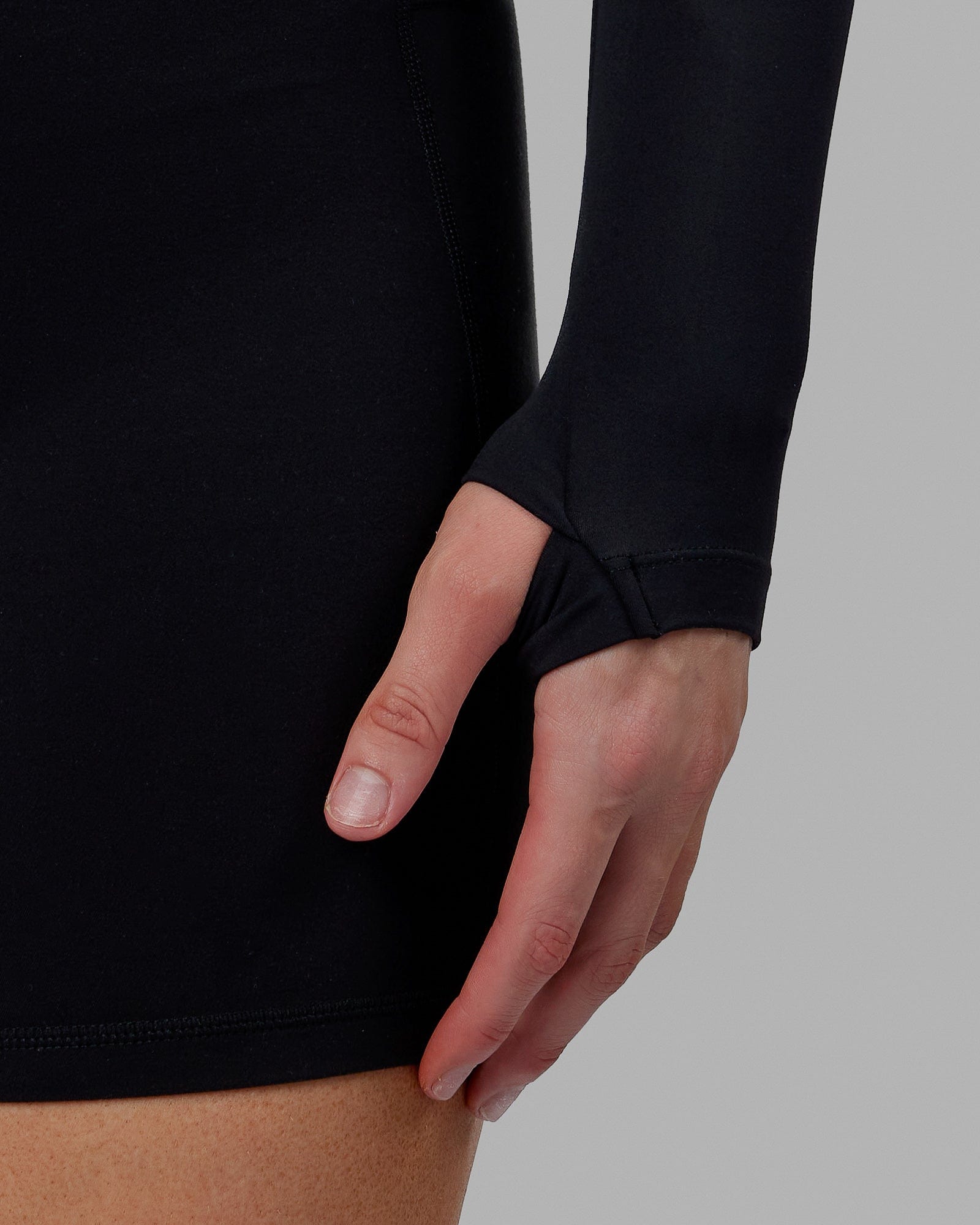 Woman wearing Staple LS Cropped Tee - Black