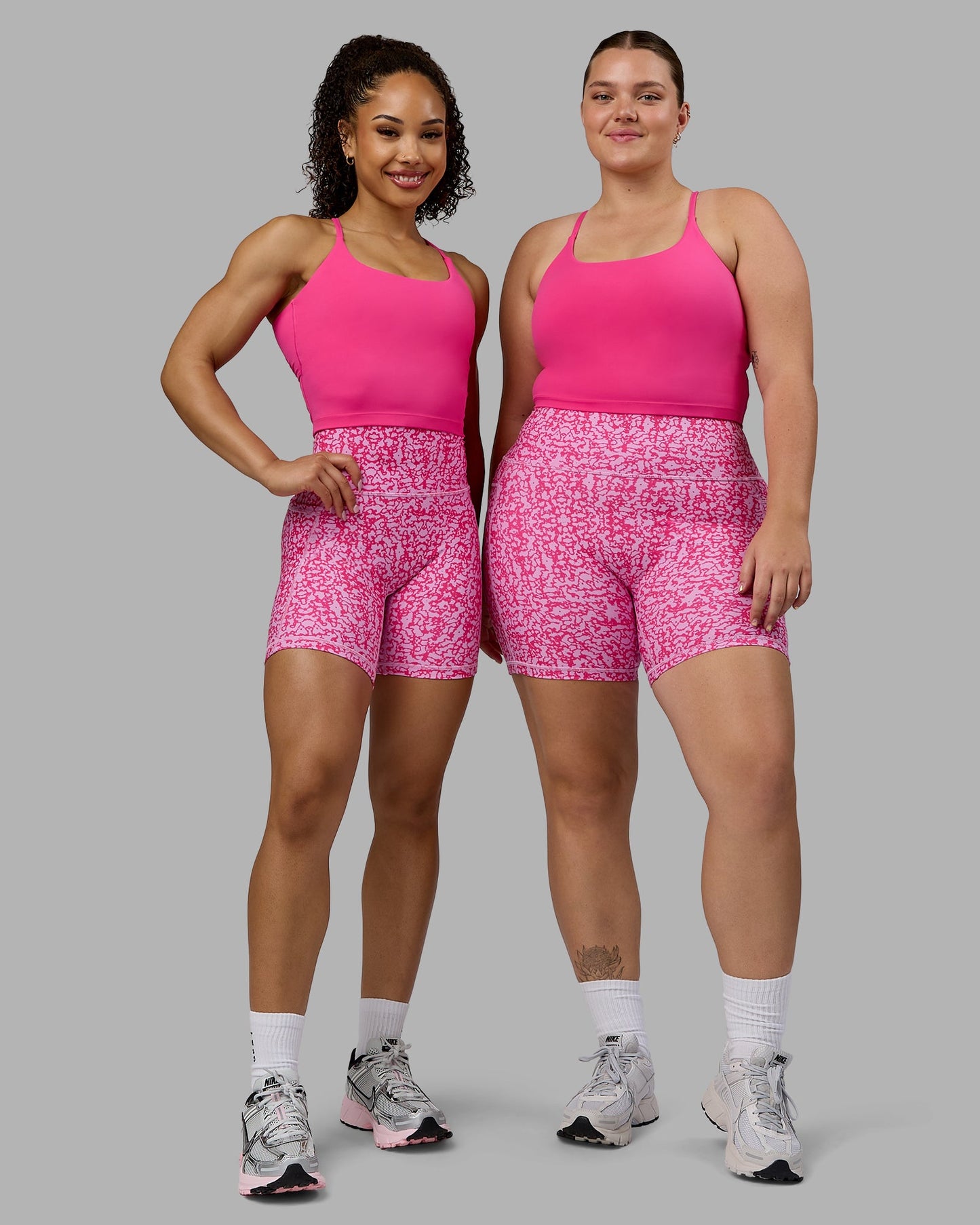 Woman wearing Twist Shelf Bra Tank - Ultra Pink