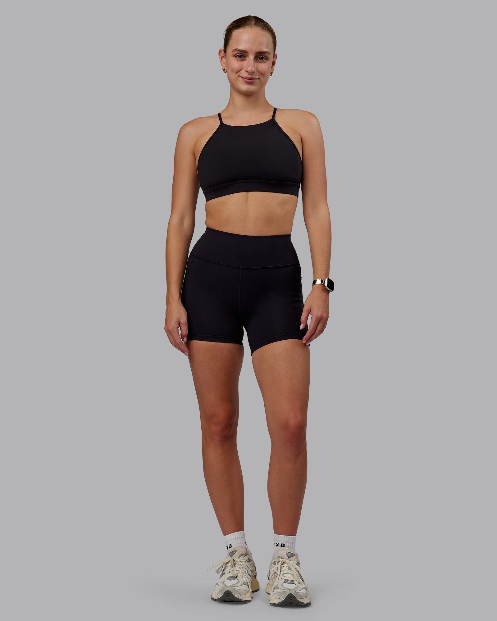 Woman wearing Rep X-Short Tight - Black-Black
