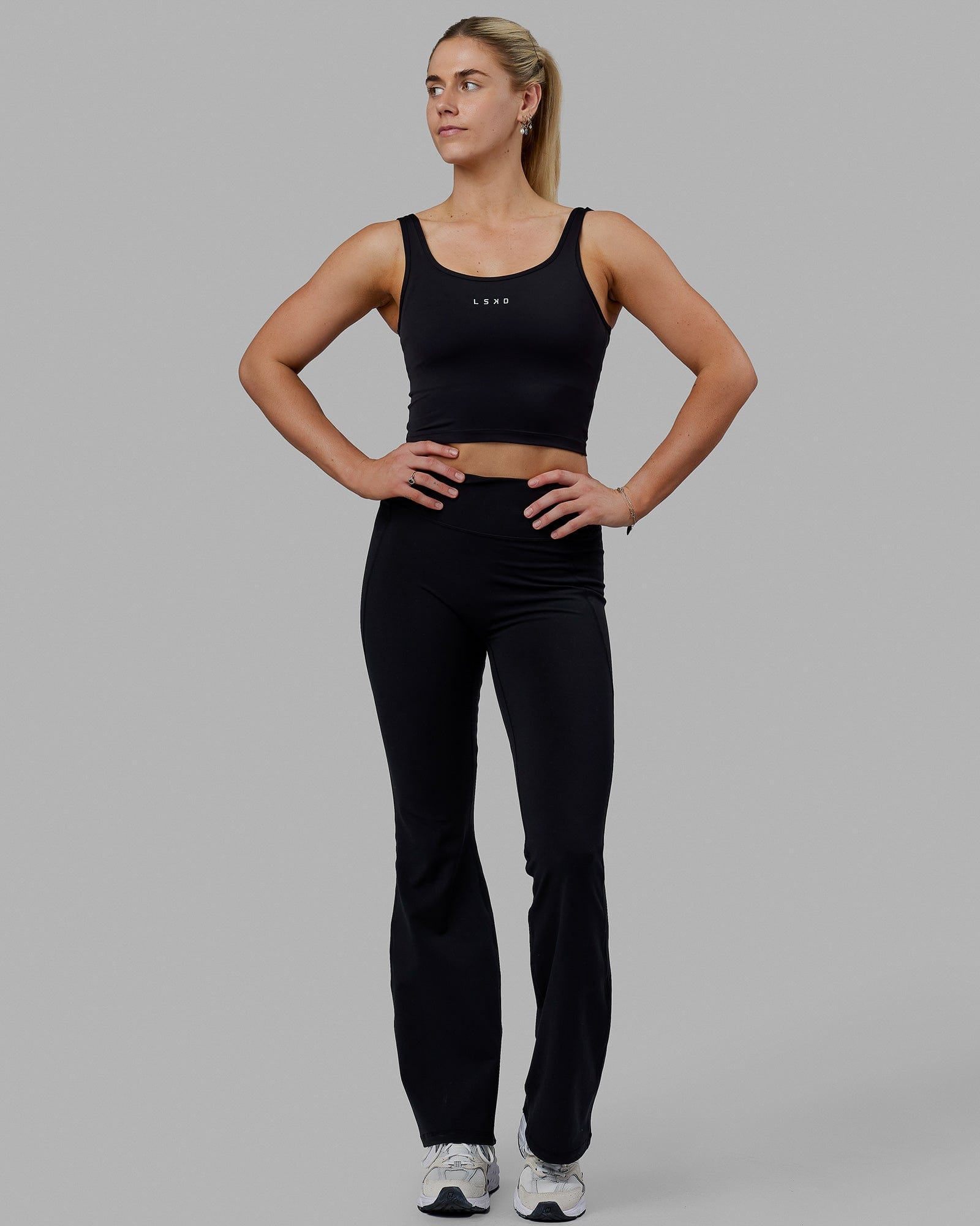 Woman wearing Staple Active Cropped Tank - Black