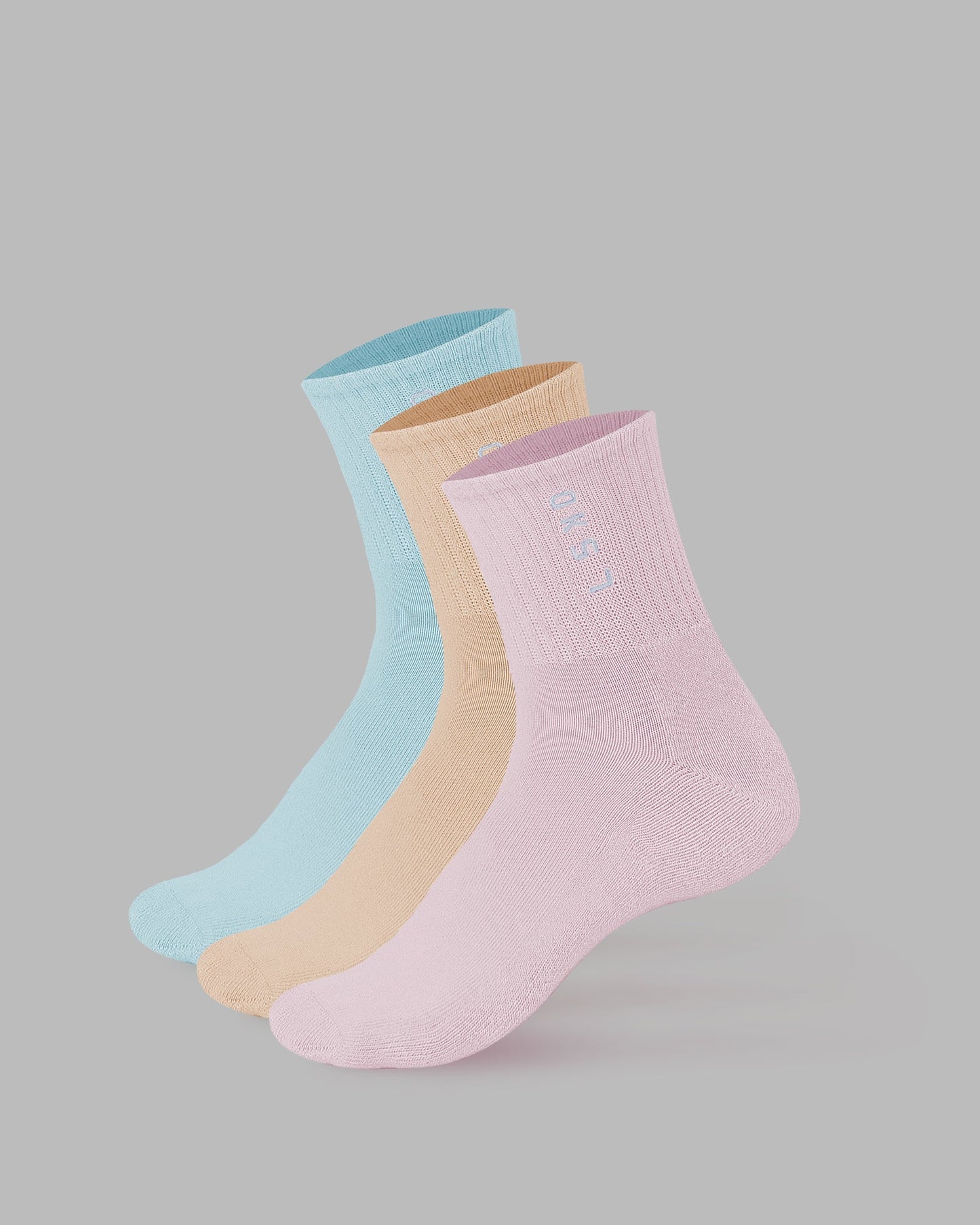 Signal Quarter Socks 3 Pack - Pastel-Blue-Pink-Orange