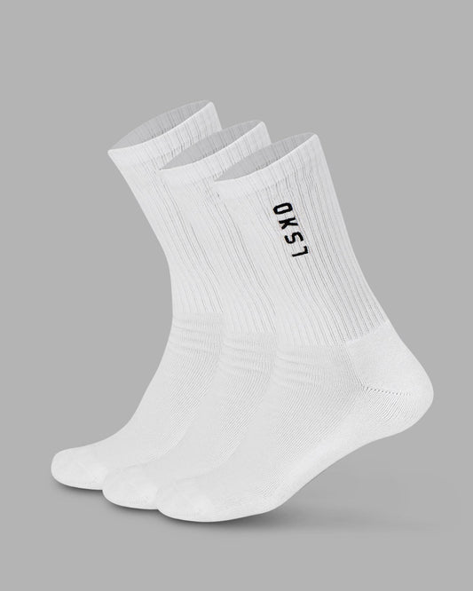 Signal Crew Socks 3 Pack - White-Black