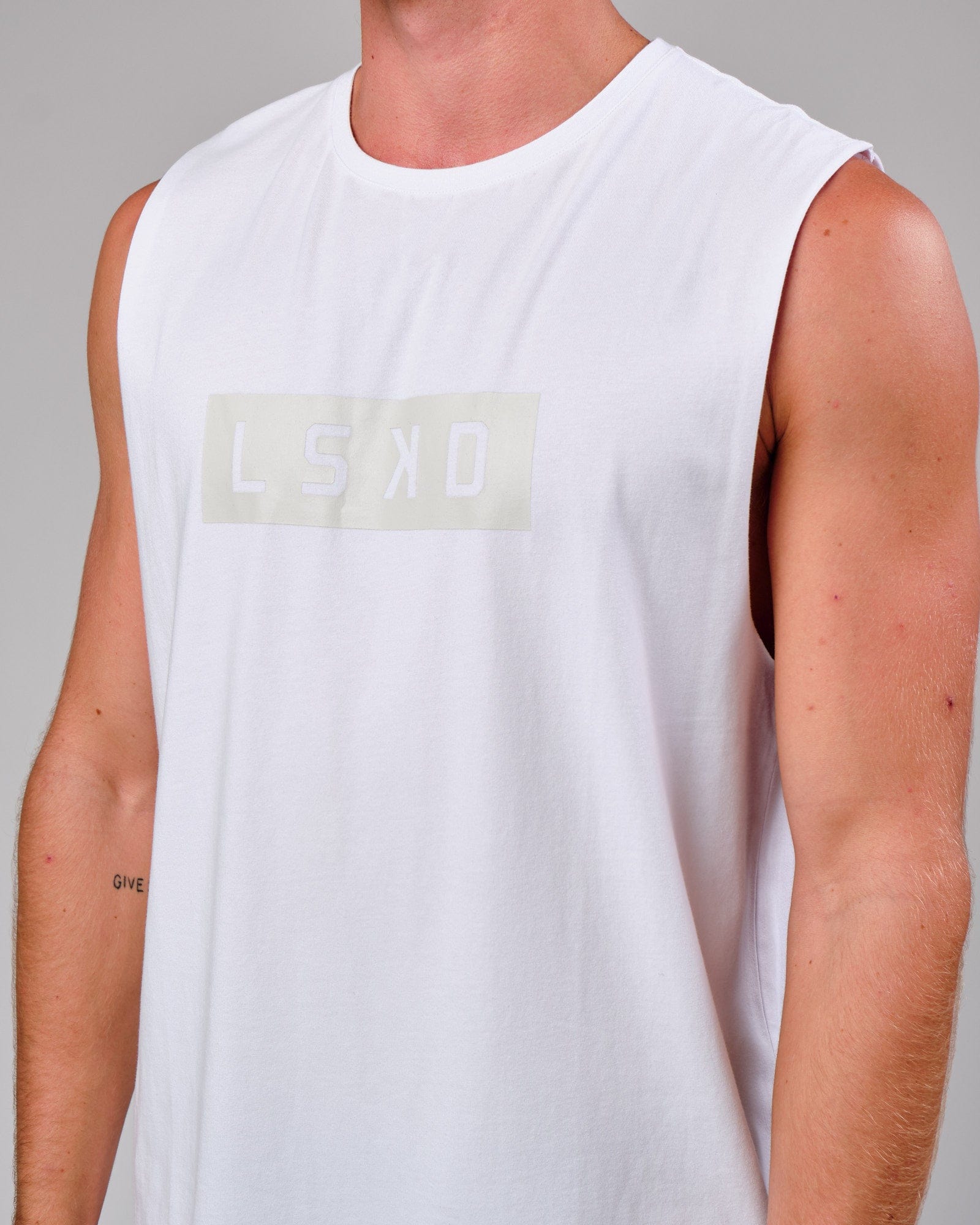 Model wearing Push Tank - White