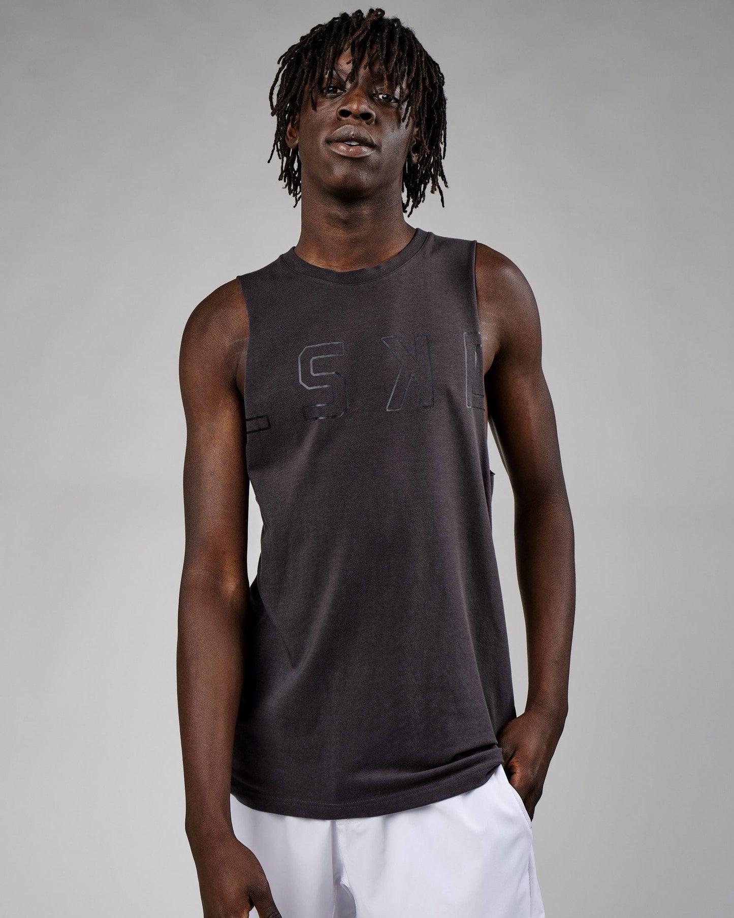 Model wearing Expand FLXCotton Training Fit Tank - Phantom