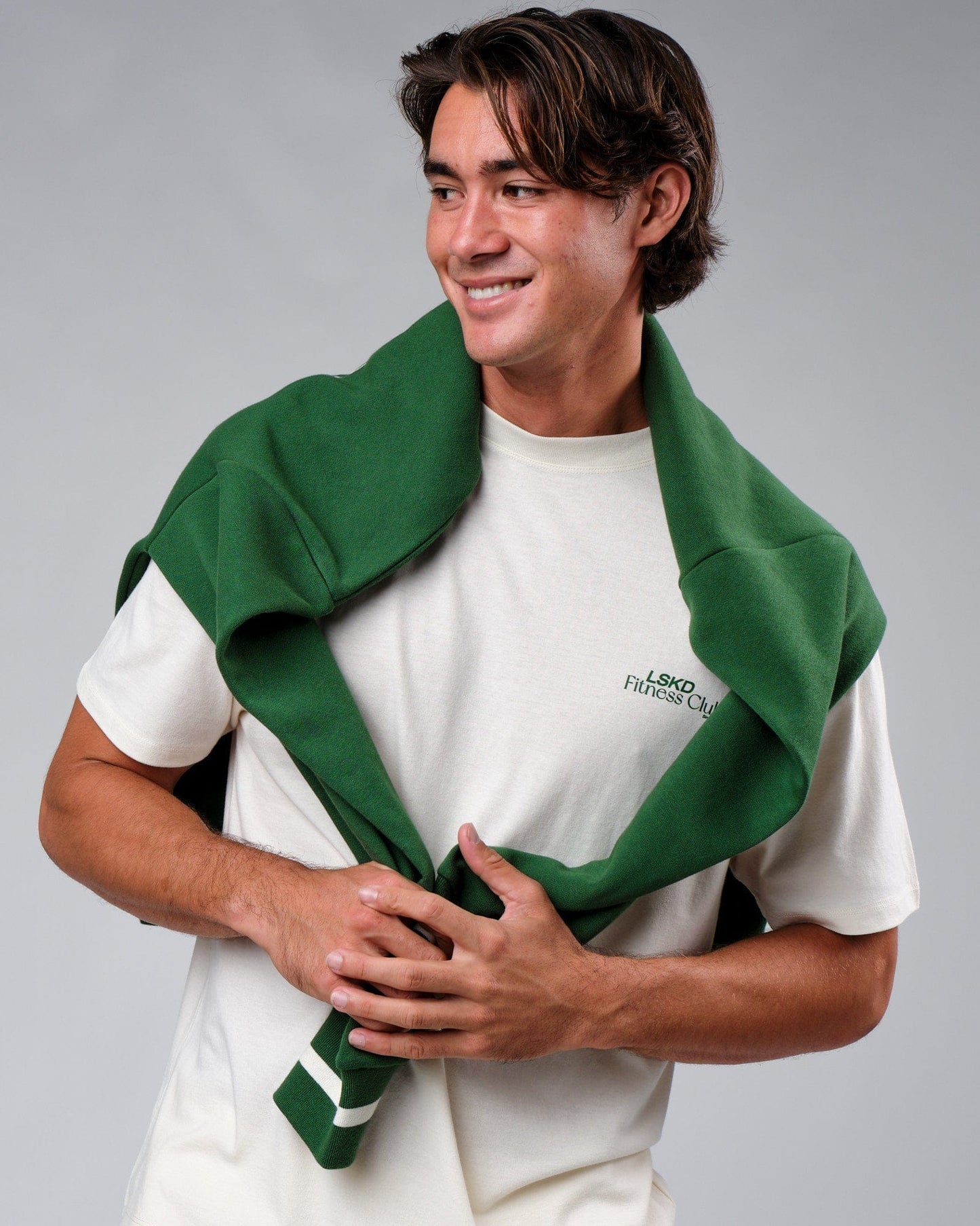 Model wearing Uplift Tee Oversize - Cream