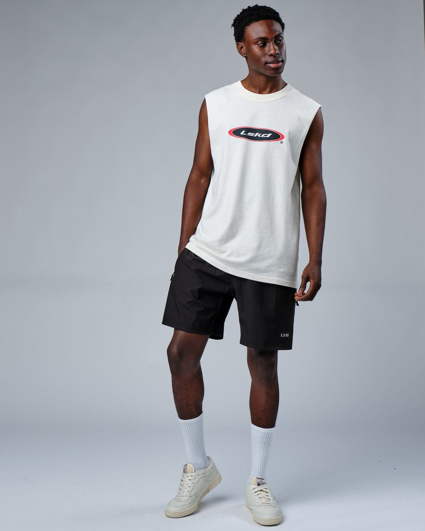 Model wearing Circa 2003 Heavyweight Vintage Fit Tank - Cream