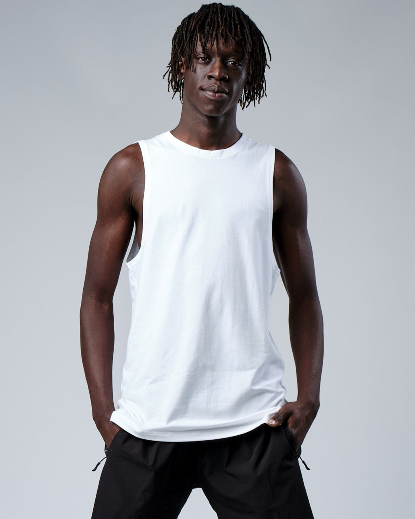 Model wearing Rival FLXCotton Training Fit Tank - White