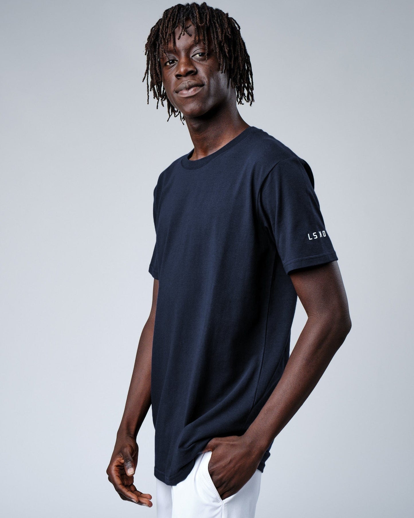 Model wearing Rival FLXCotton Training Fit Tee - Carbon