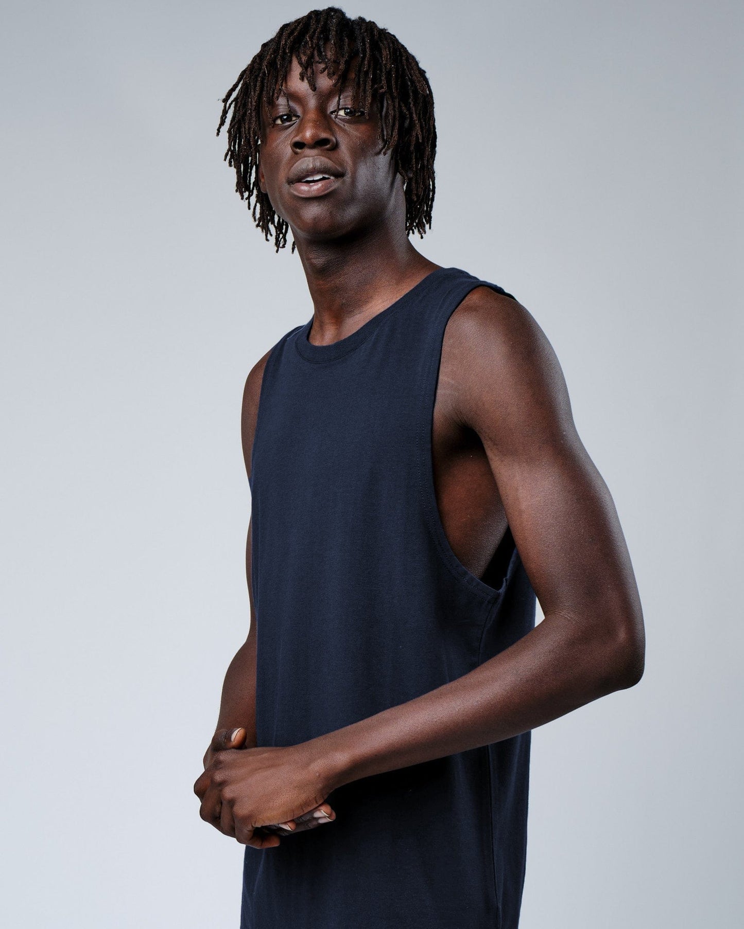 Model wearing Rival FLXCotton Training Fit Tank - Carbon