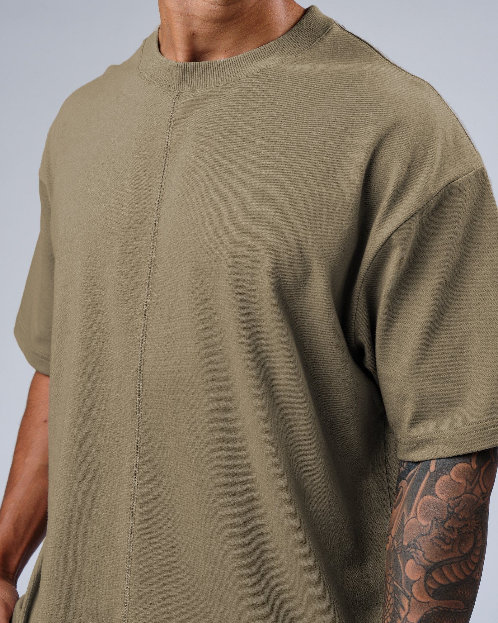 Model wearing Heavy Hitter Heavyweight Tee Oversize - Laurel Oak