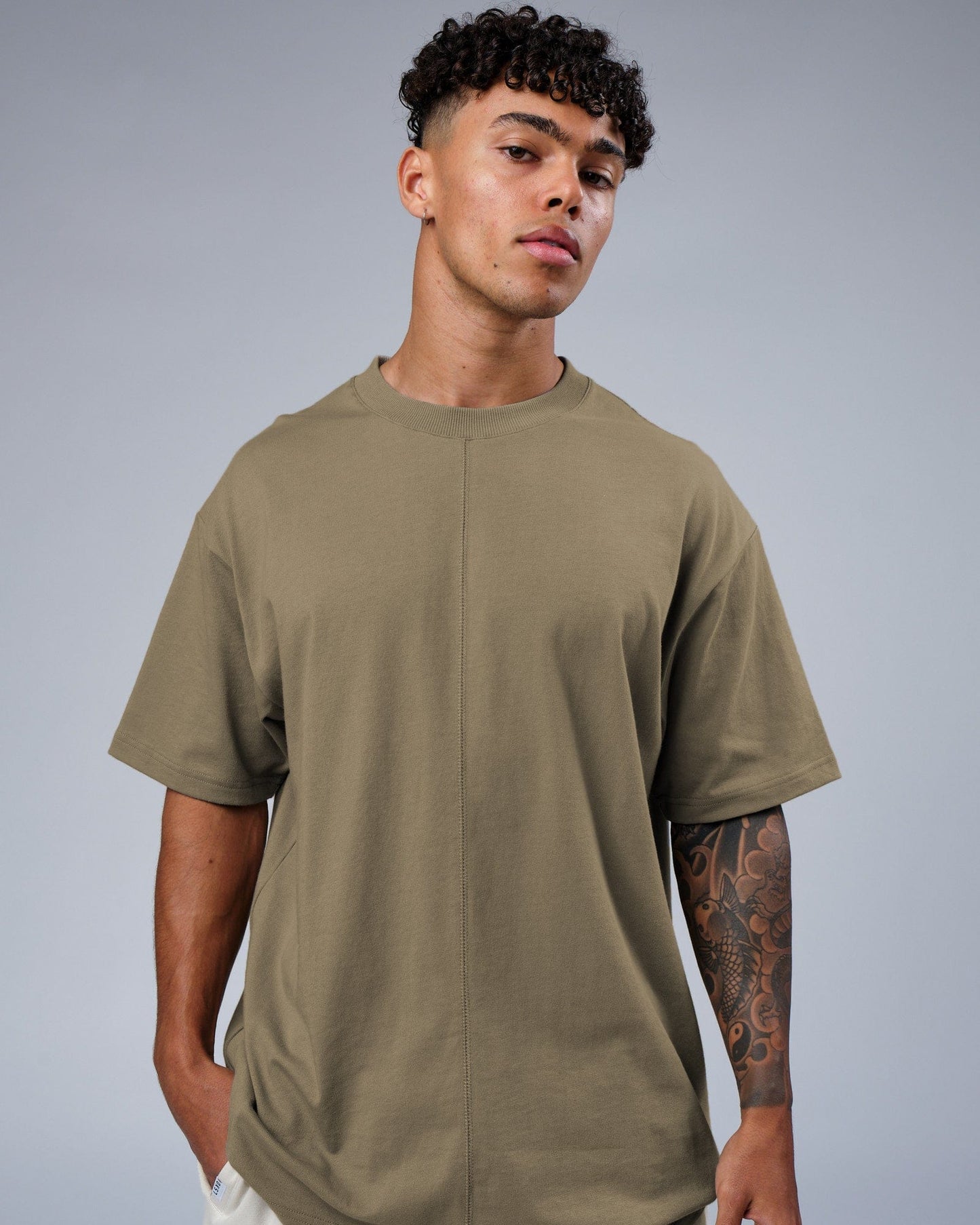 Model wearing Heavy Hitter Heavyweight Tee Oversize - Laurel Oak