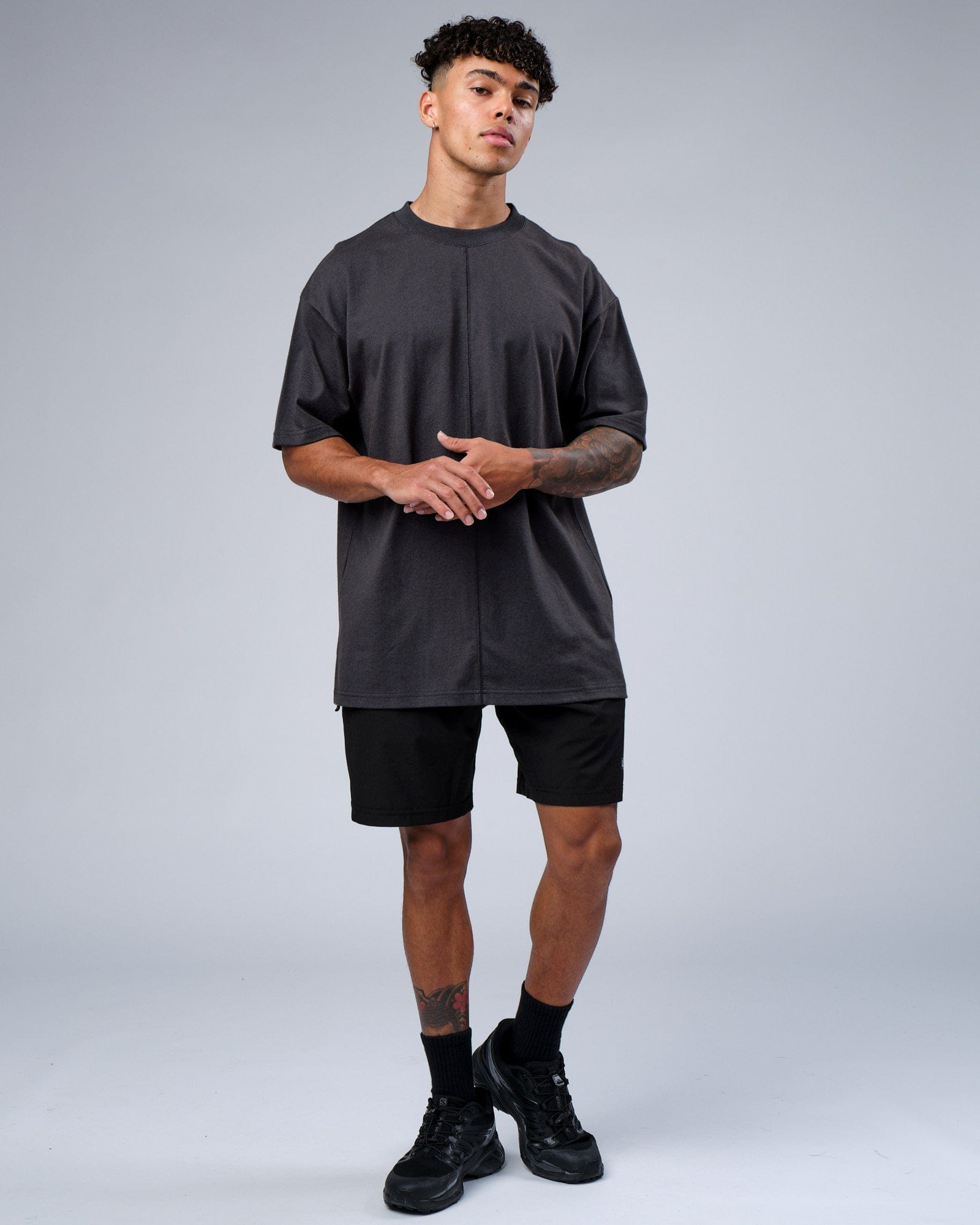 Model wearing Heavy Hitter Heavyweight Tee Oversize - Phantom