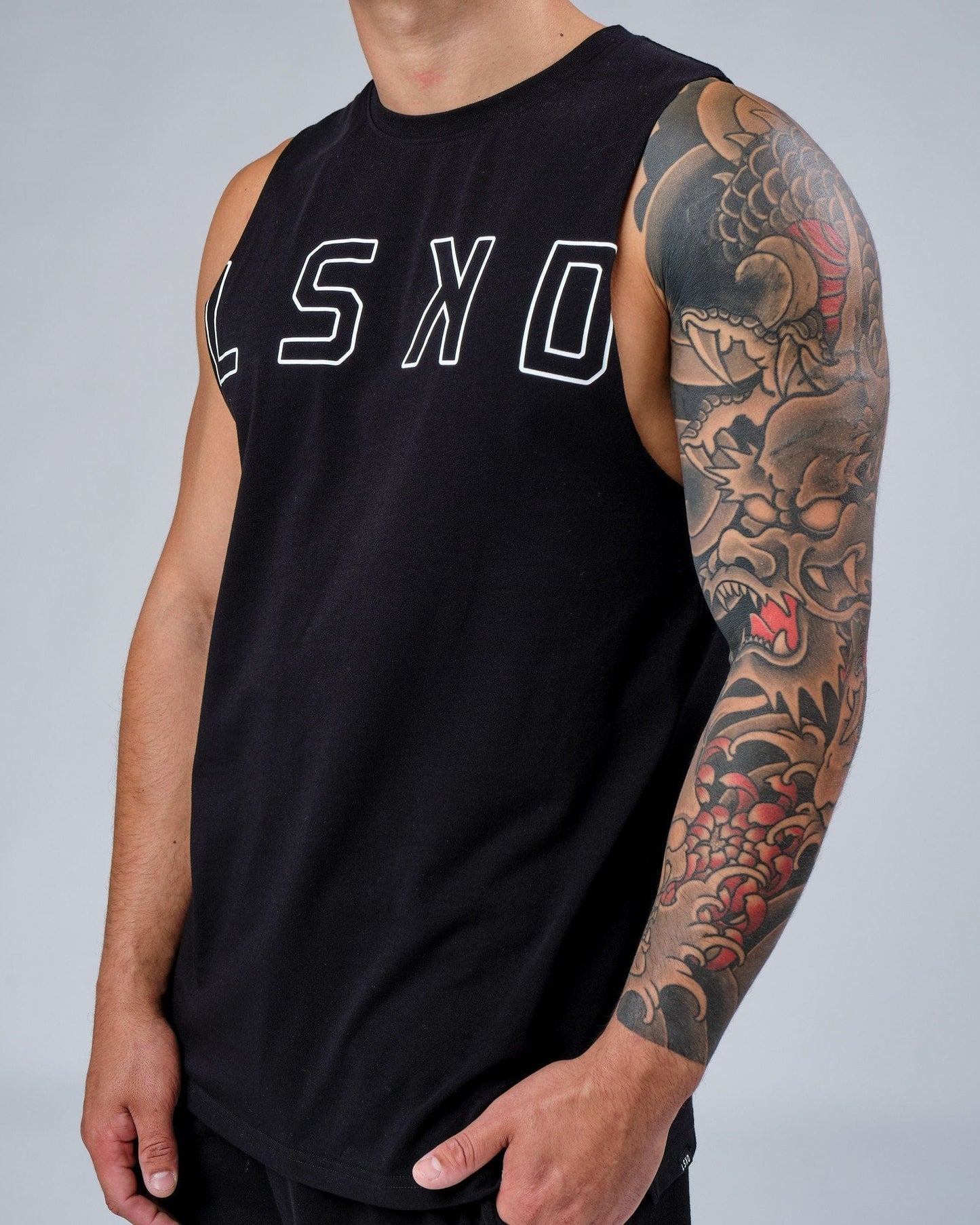 Model wearing Expand FLXCotton Training Fit Tank - Black