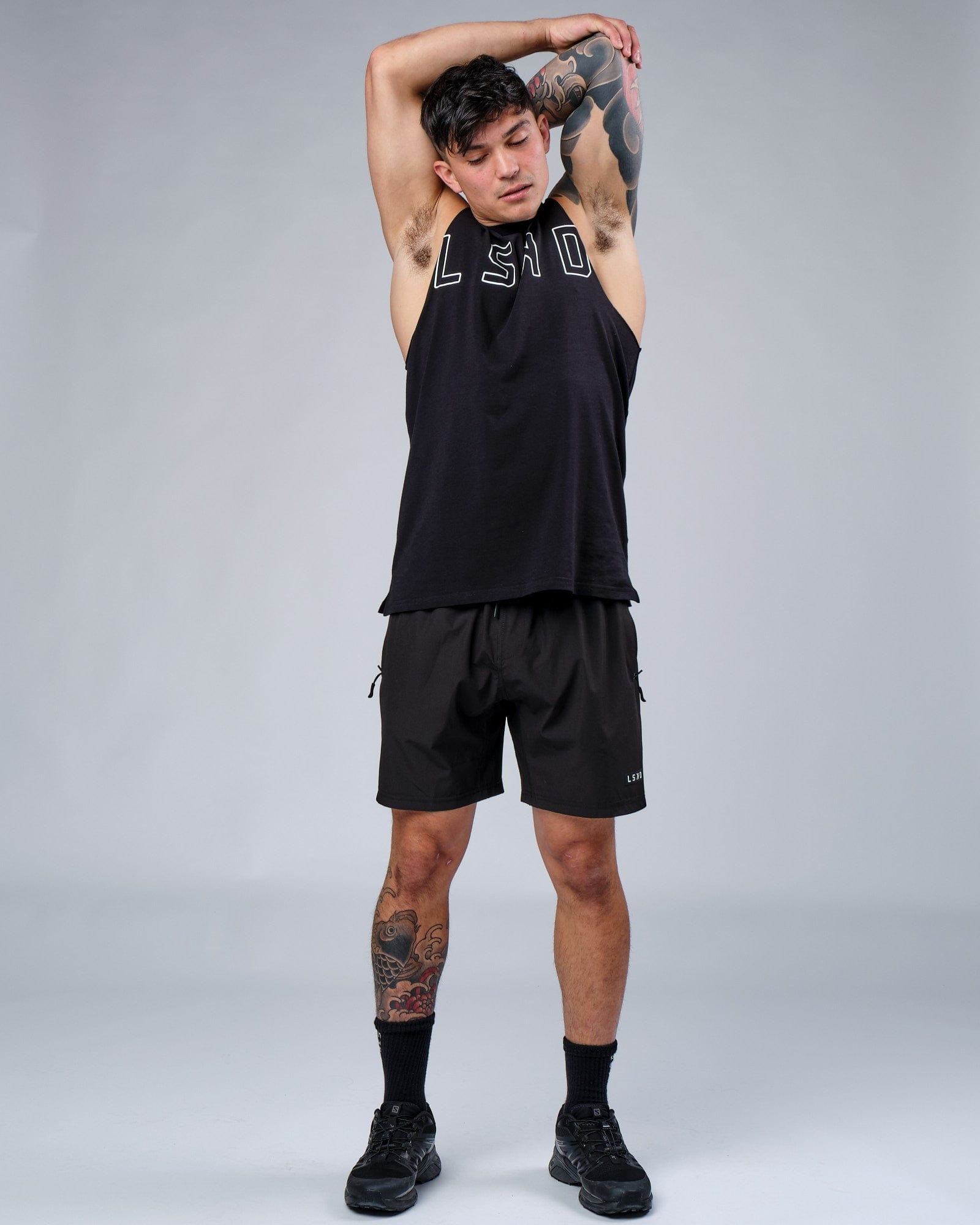 Model wearing Expand FLXCotton Training Fit Tank - Black