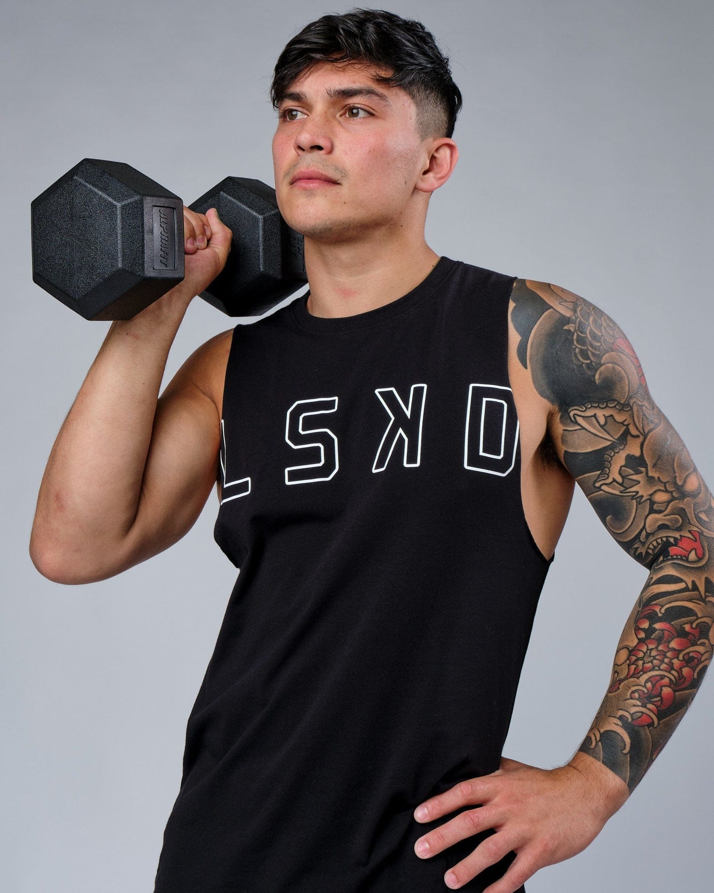 Model wearing Expand FLXCotton Training Fit Tank - Black