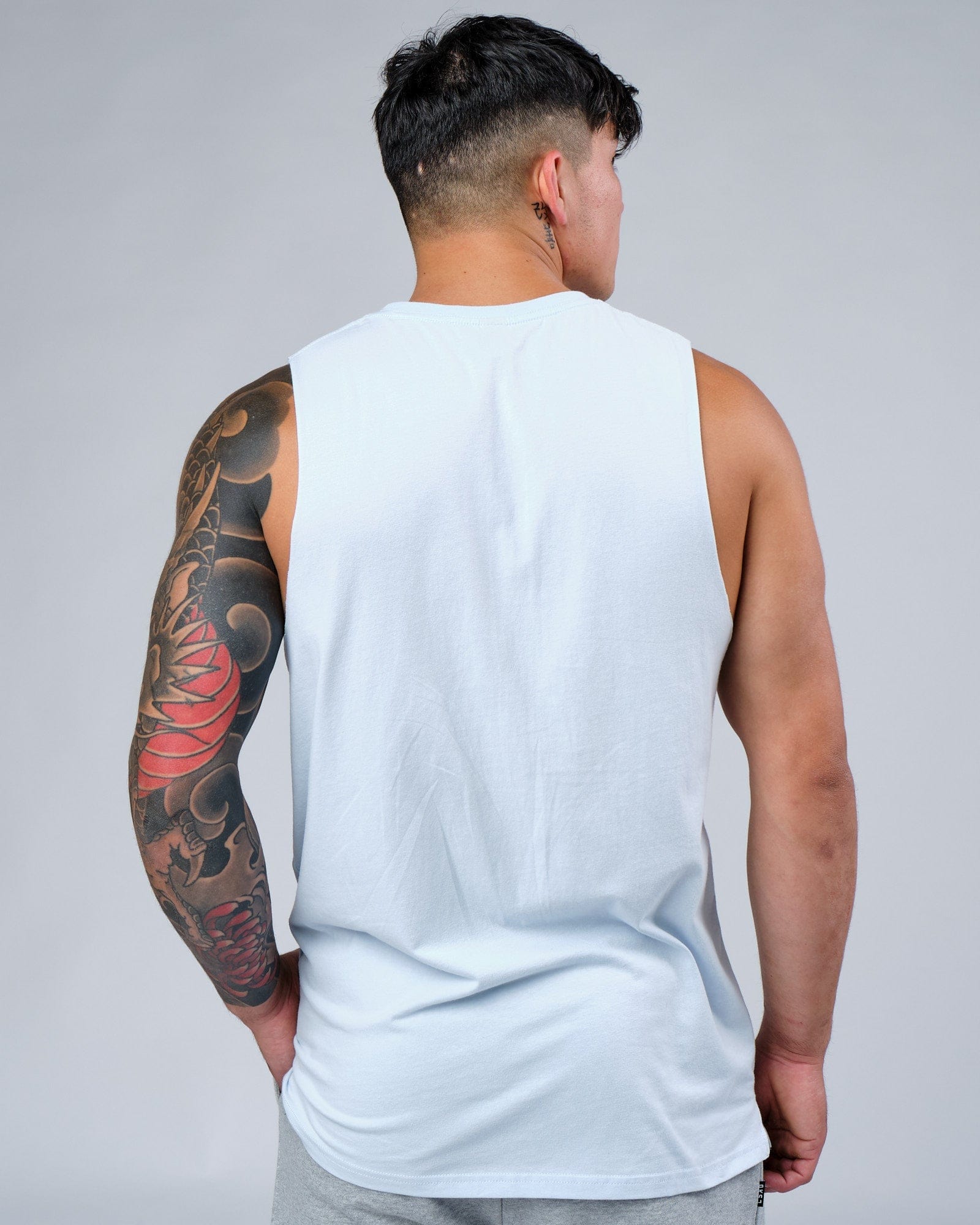 Model wearing Expand FLXCotton Training Fit Tank - Sky Blue