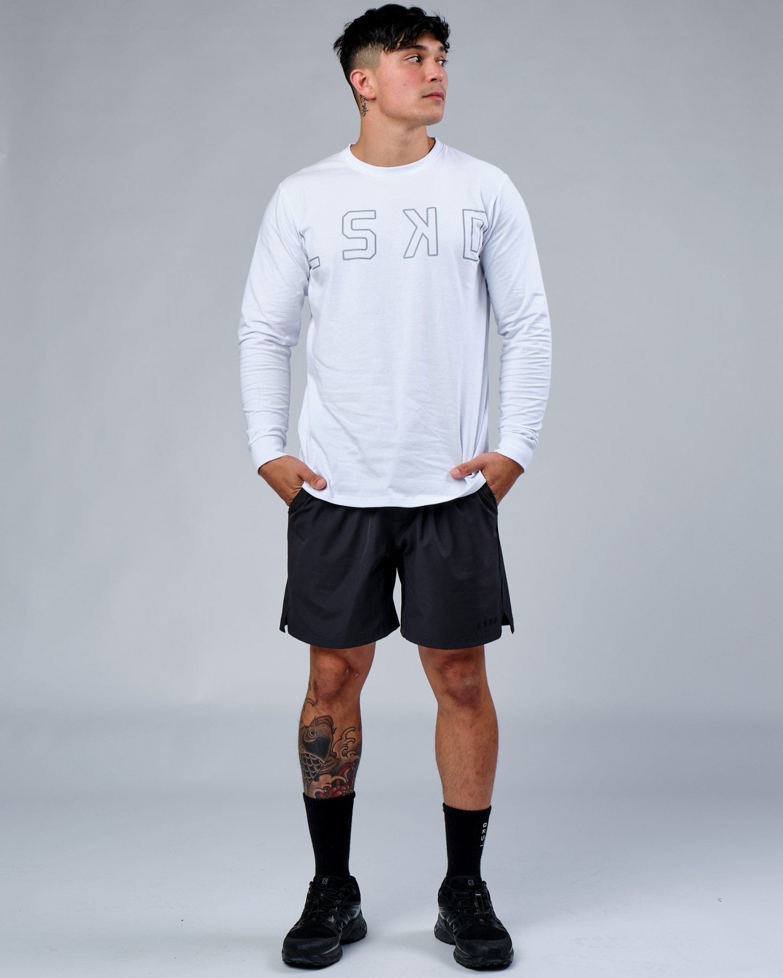 Model wearing Expand FLXCotton LS Tee - White