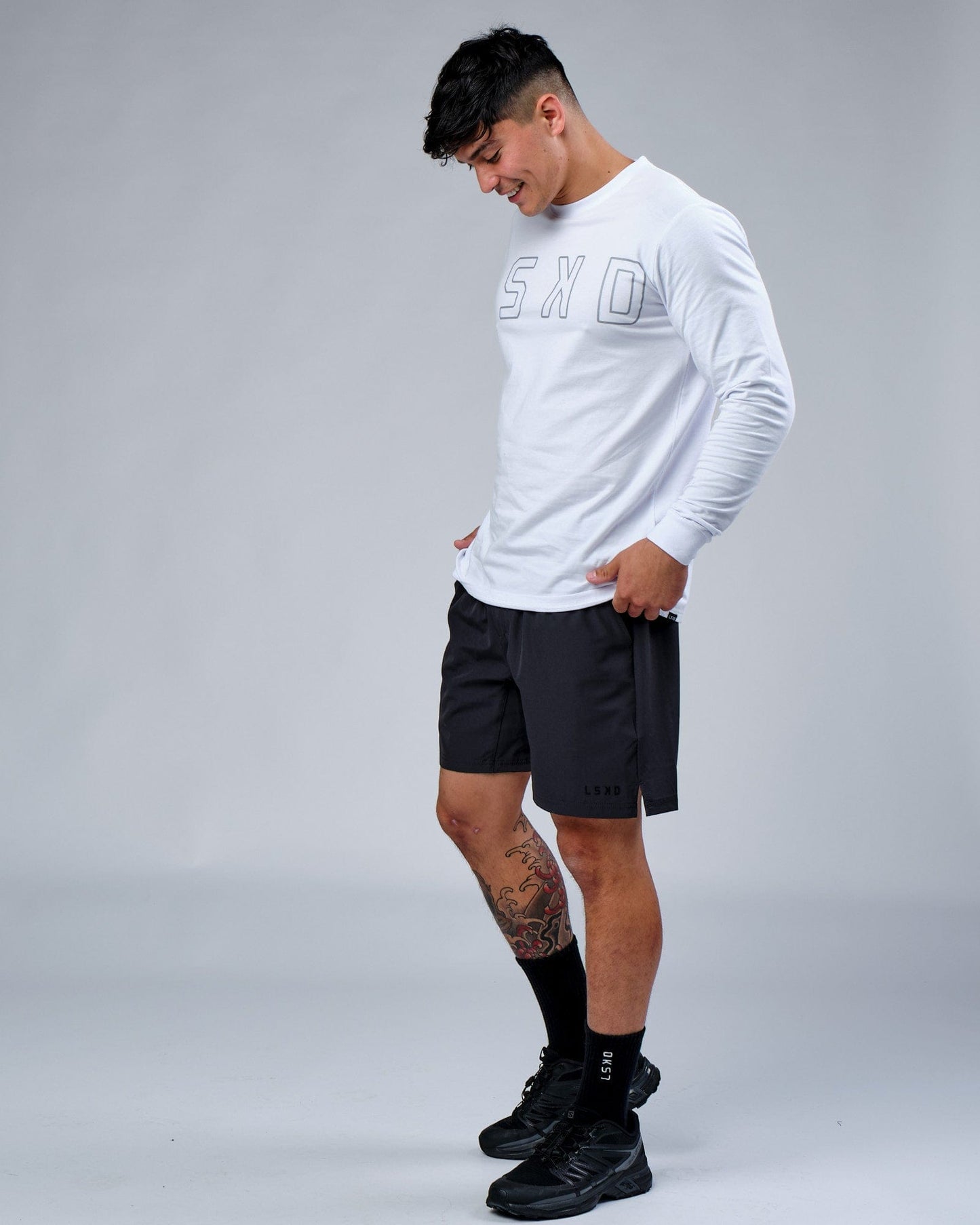 Model wearing Expand FLXCotton LS Tee - White