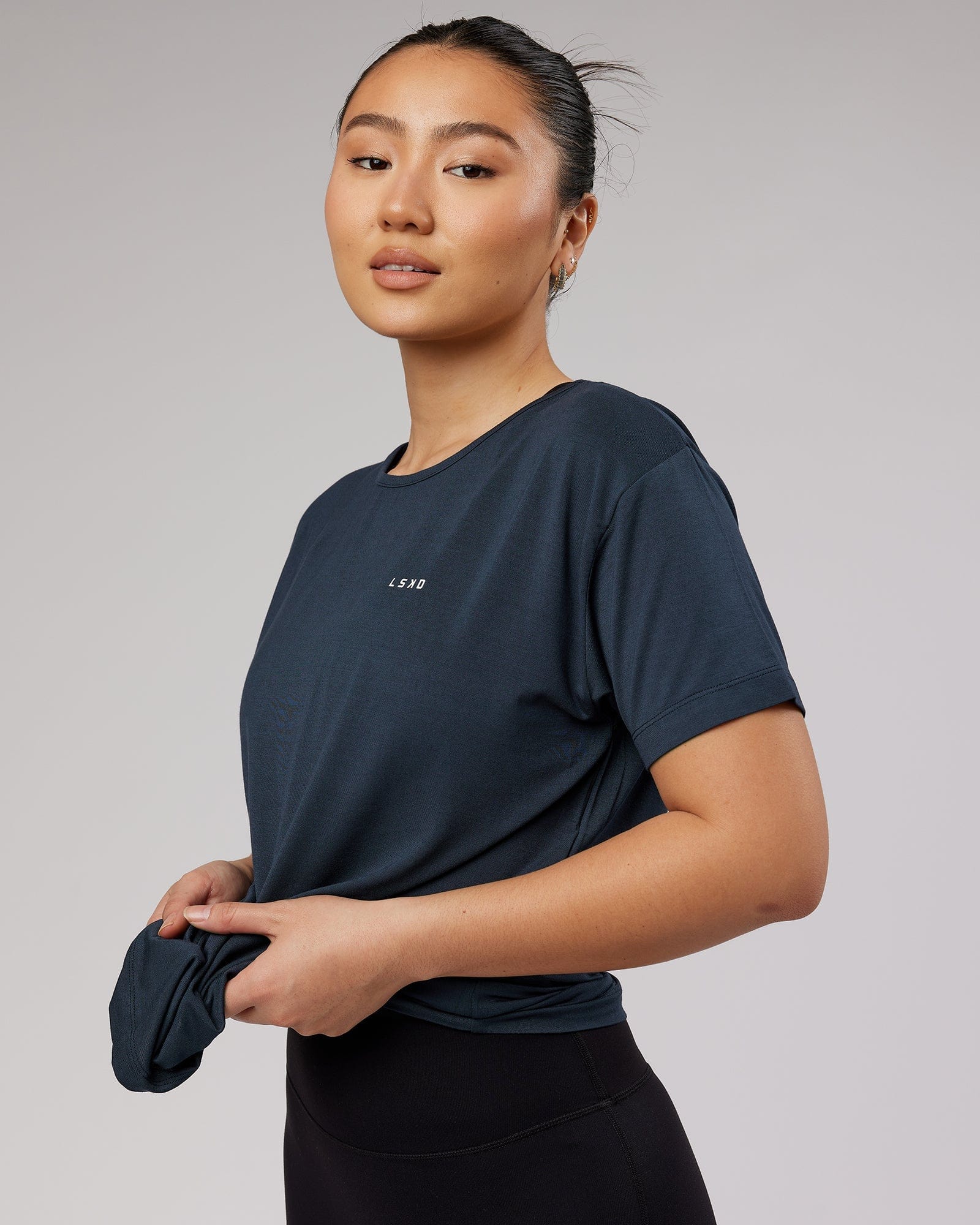 Model wearing Air Slouch Tee - Carbon