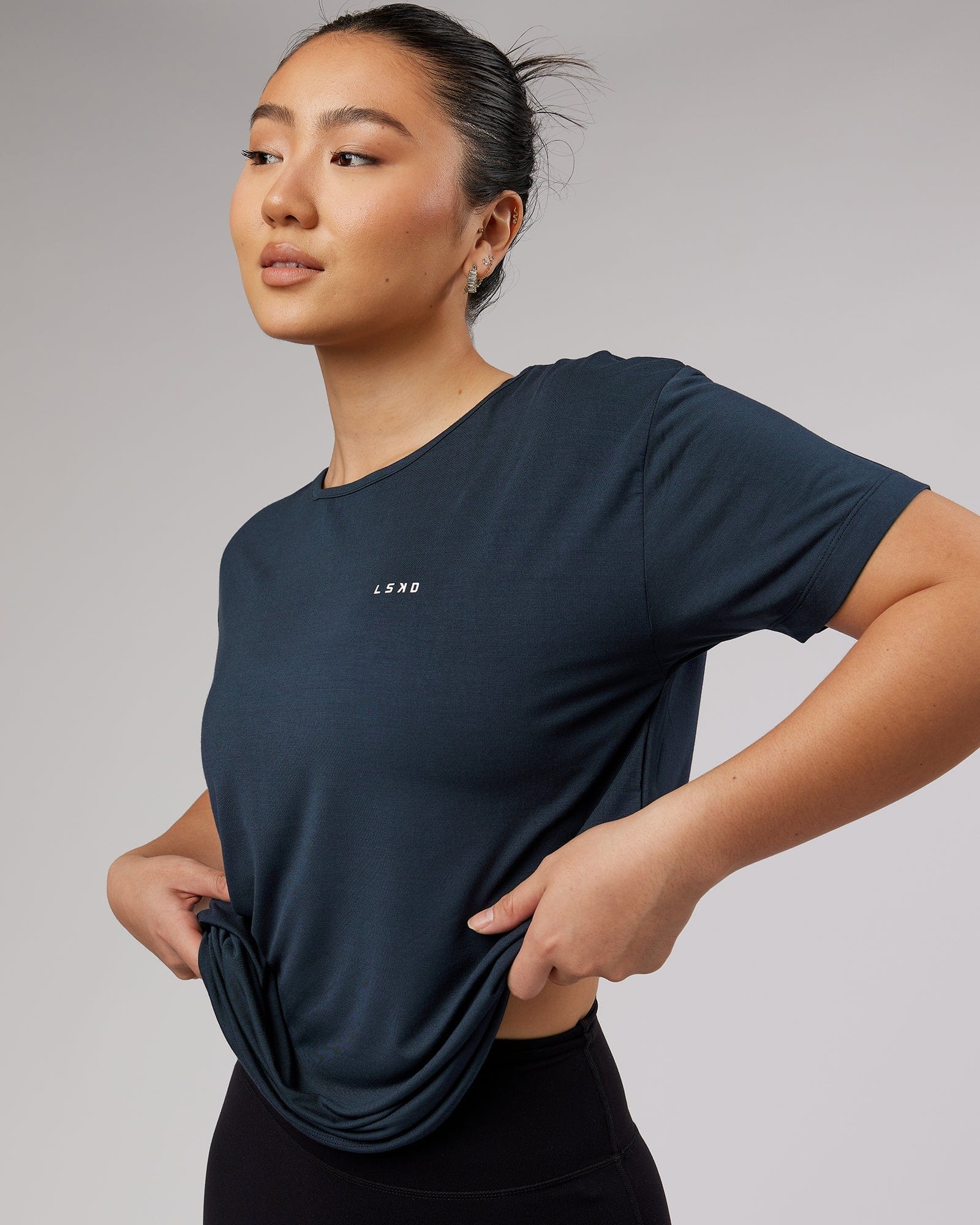 Model wearing Air Slouch Tee - Carbon