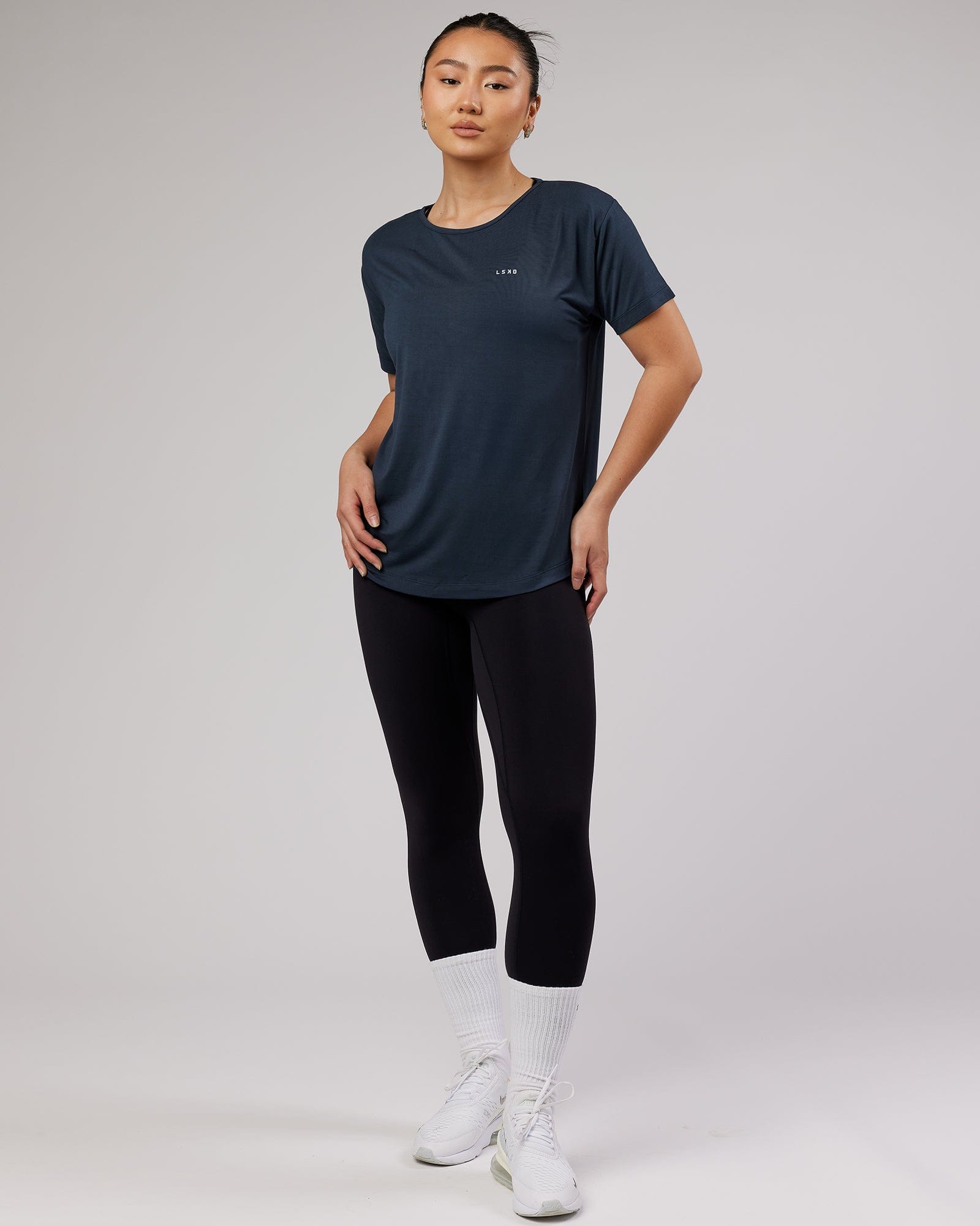 Model wearing Air Slouch Tee - Carbon