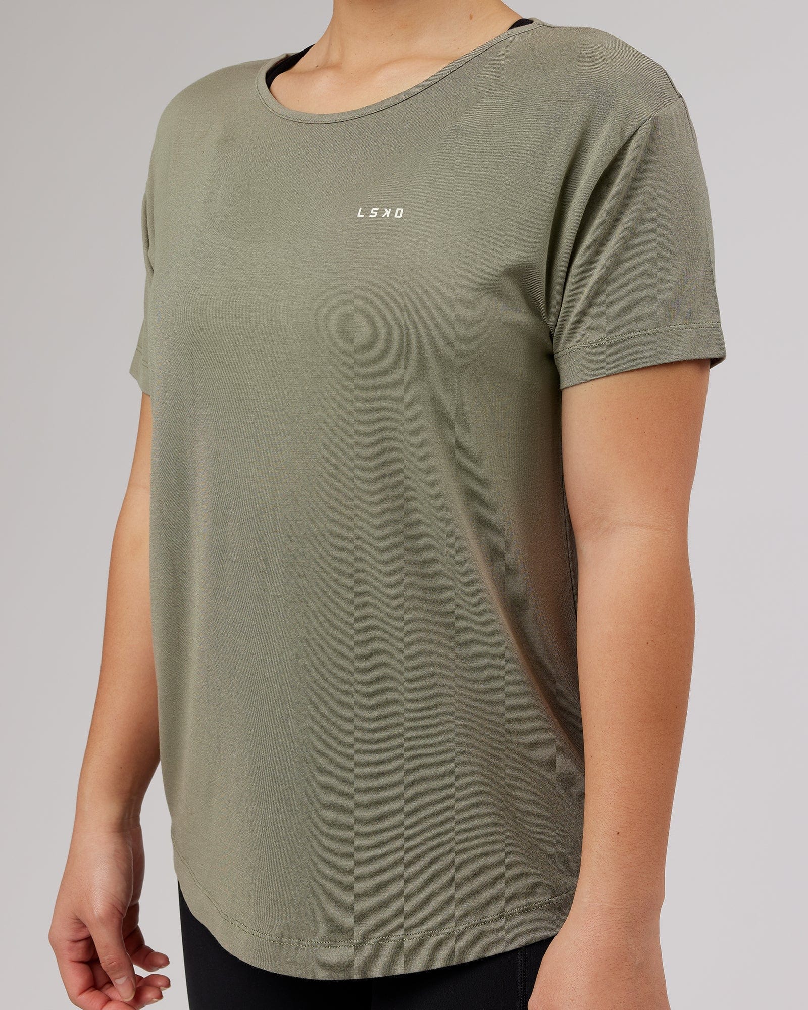 Model wearing Air Slouch Tee - Dusty Olive