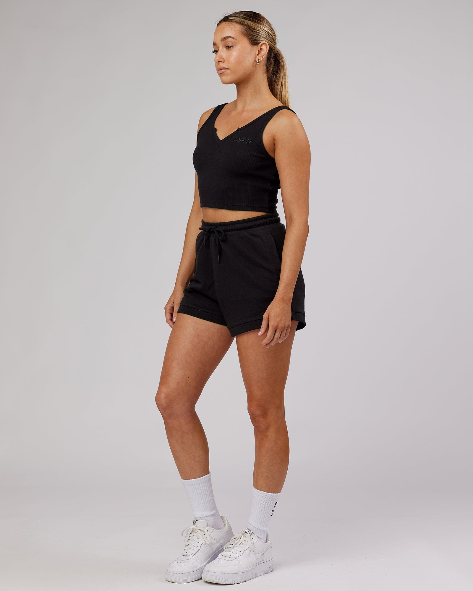 Model wearing Off Duty Lounge Short - Black