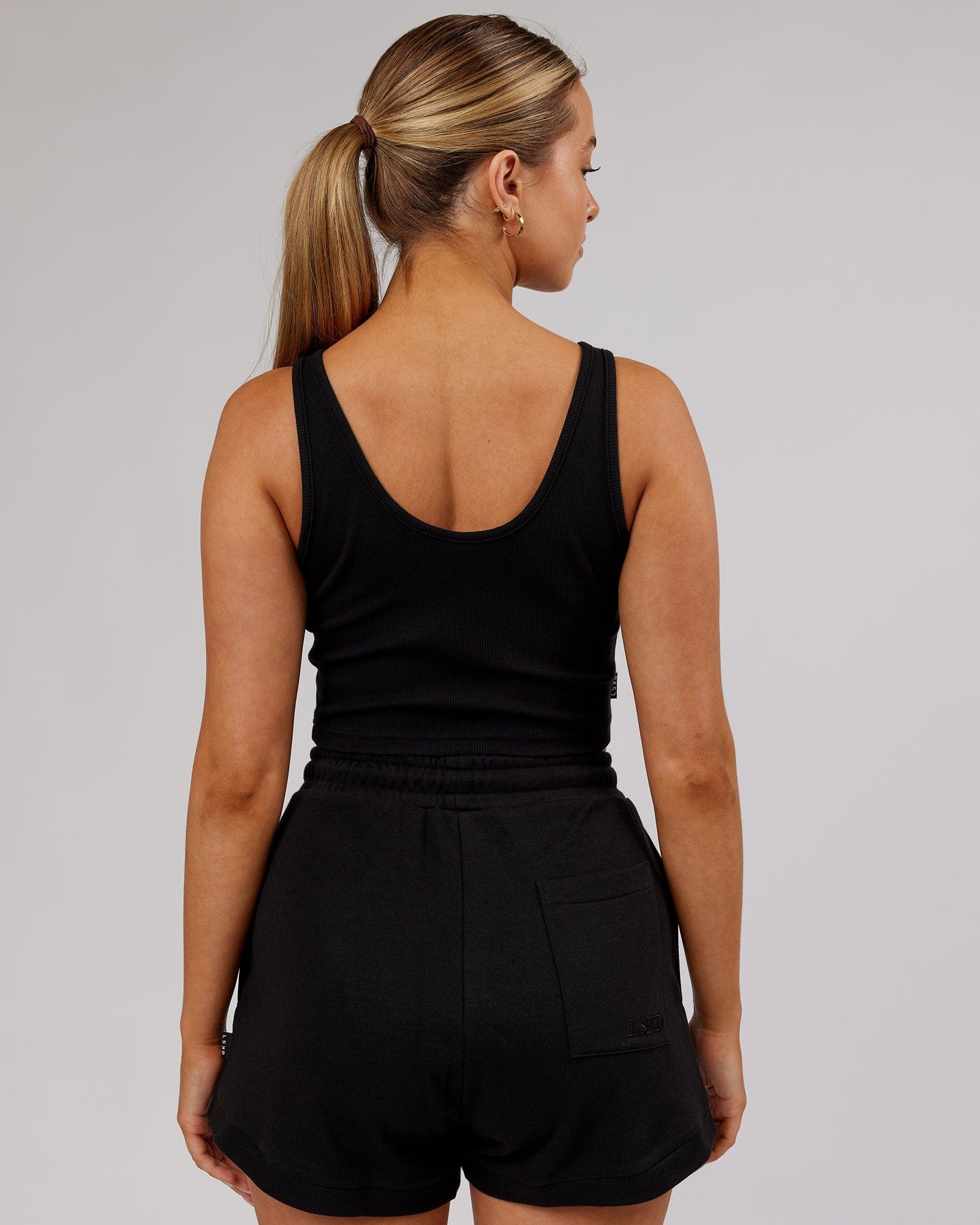 Model wearing Field Ribbed V-Neck Tank - Black