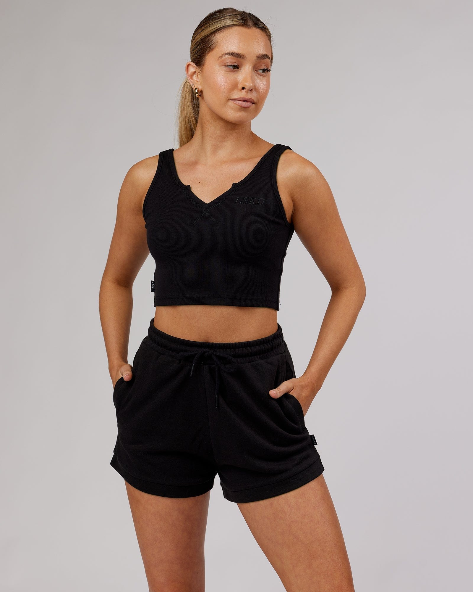Model wearing Off Duty Lounge Short - Black