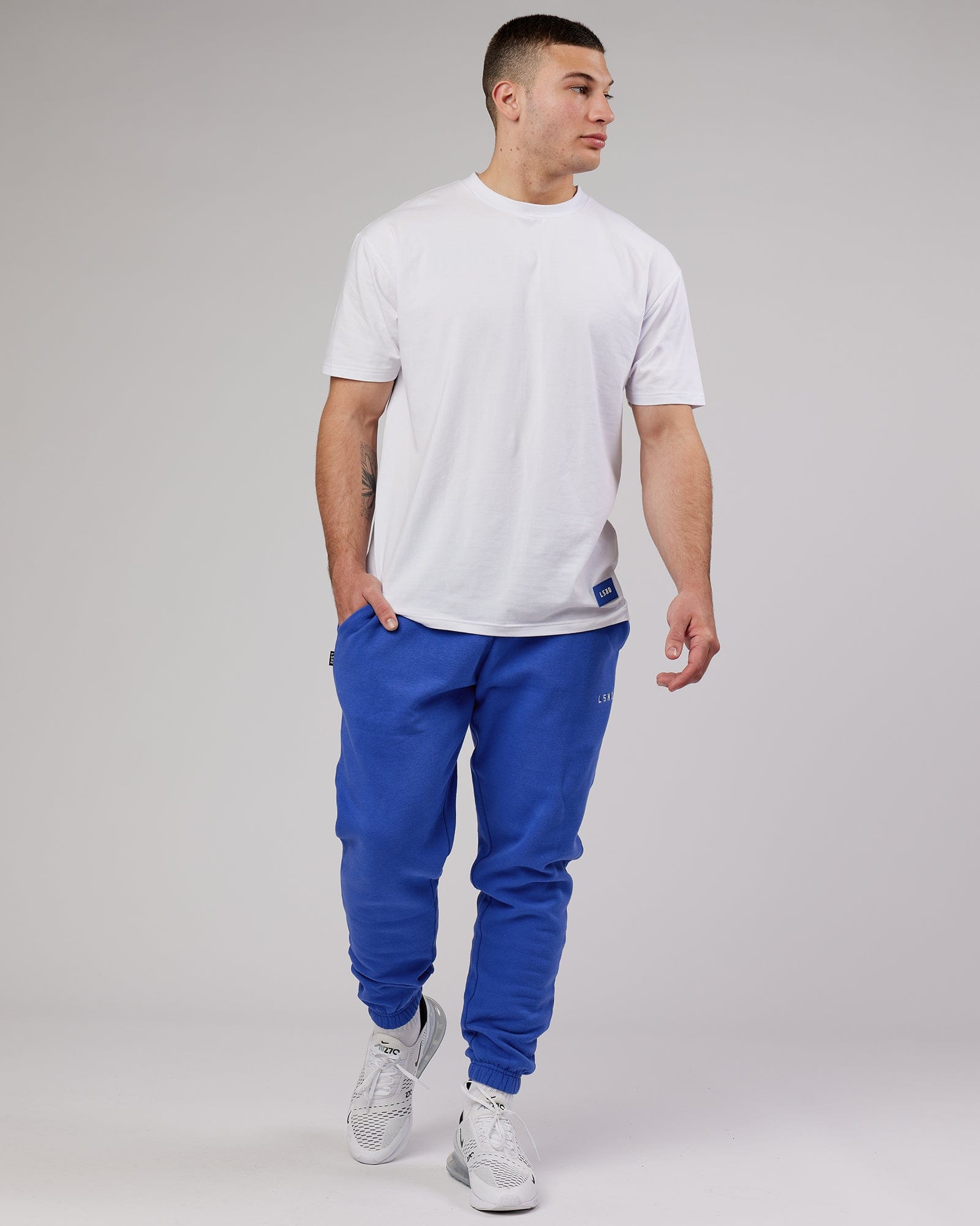 Model wearing Ready Track Pant - Power Cobalt