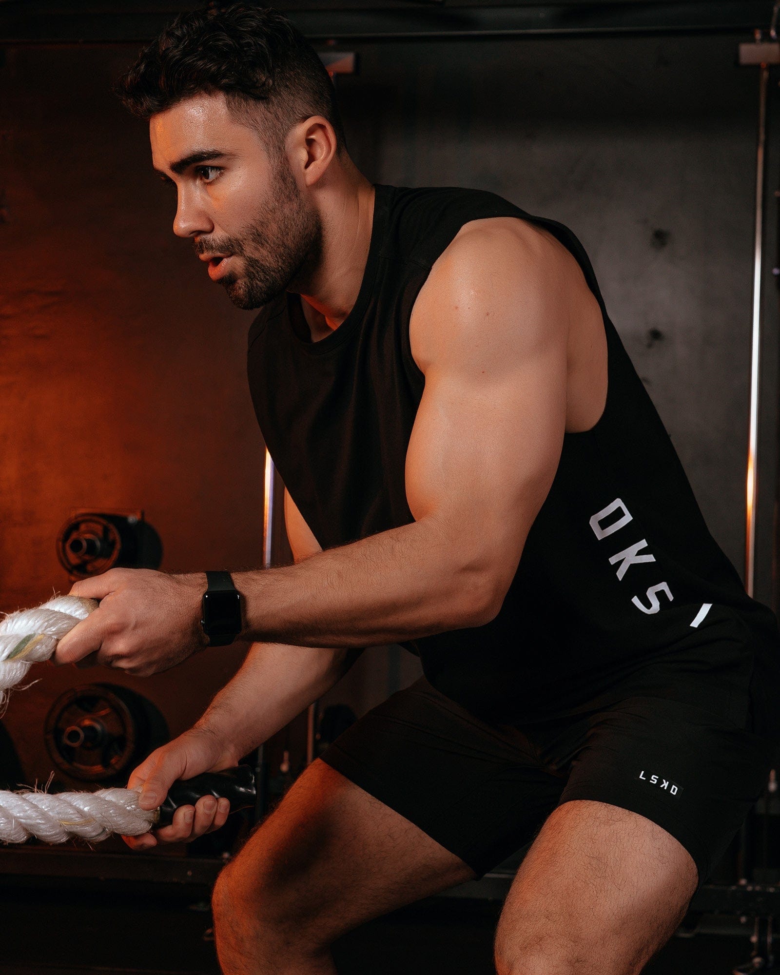 Model wearing Flex Tank - Black-White