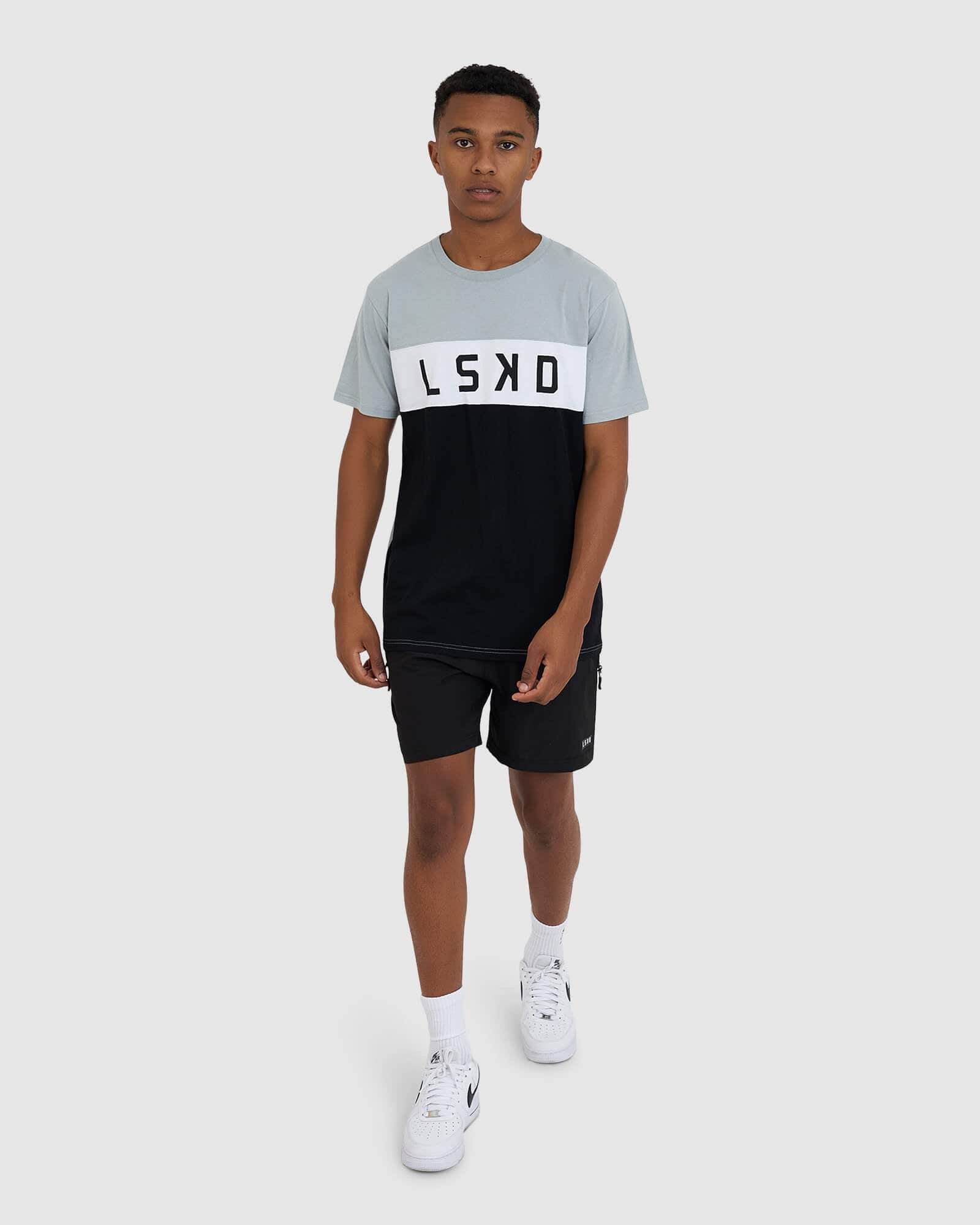 Model wearing Dough Tee - Quarry-Black-White