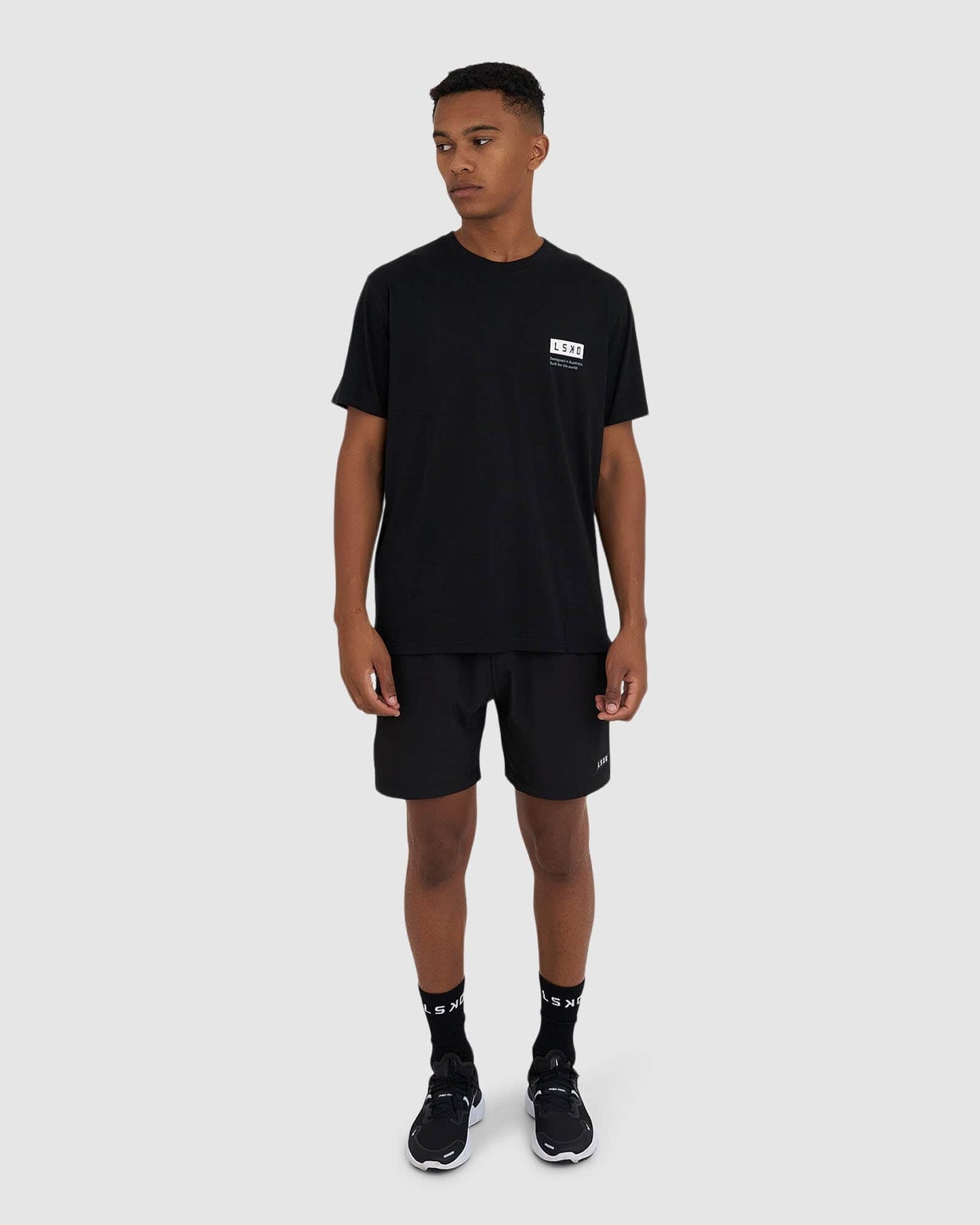 Model wearing Streets Tee - Black