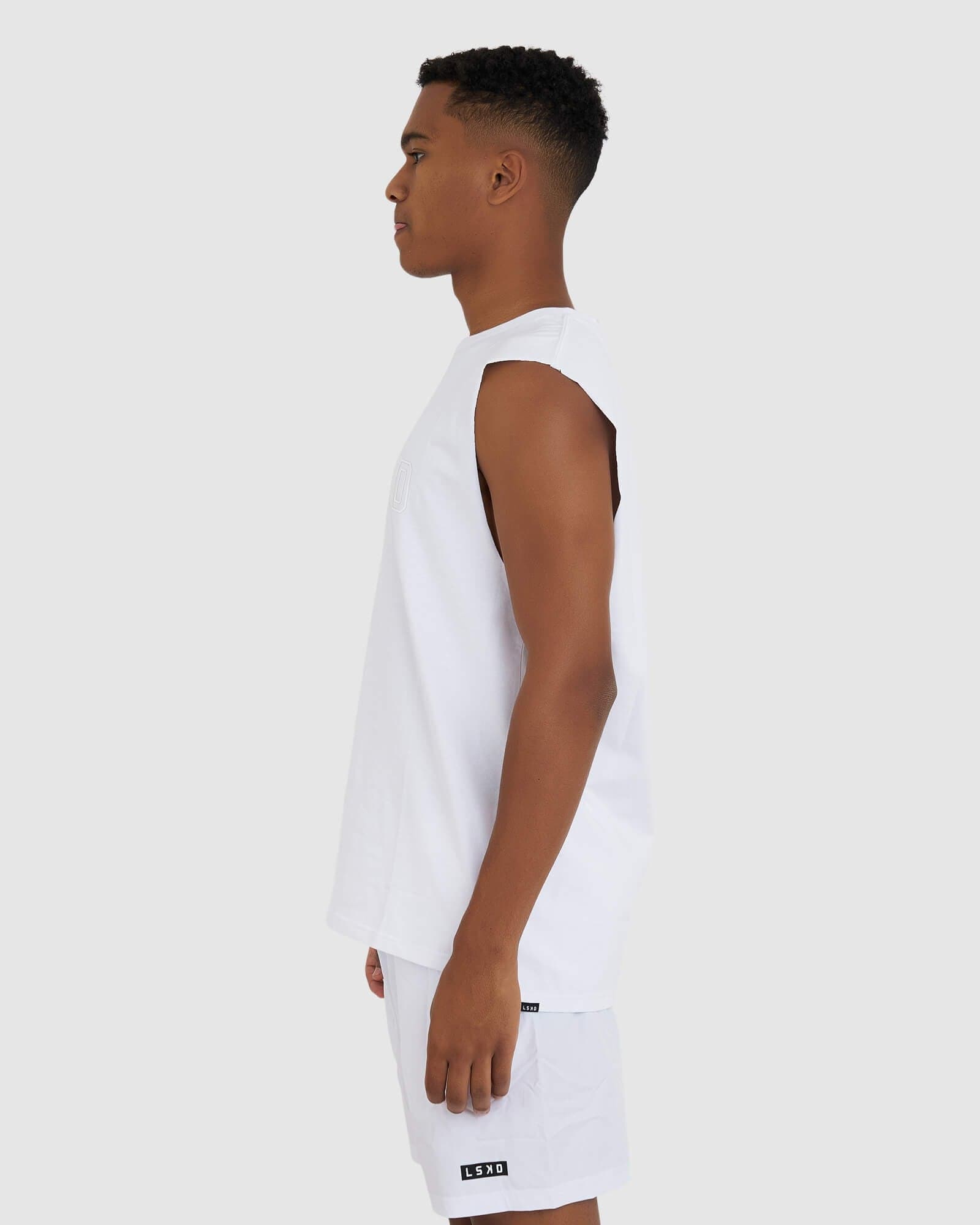 Model wearing Tidy Tank - White