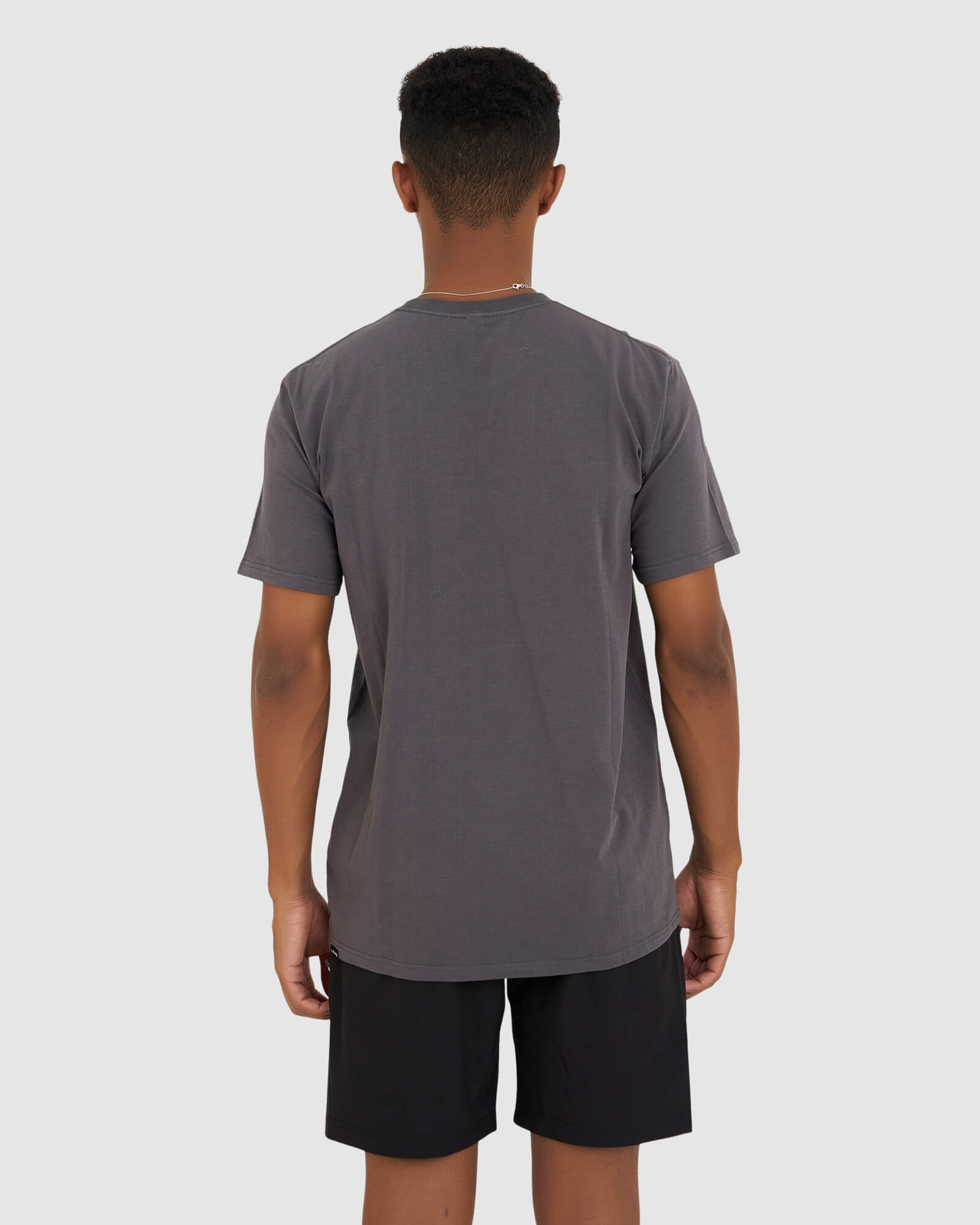 Model wearing Base Tee - Shadow