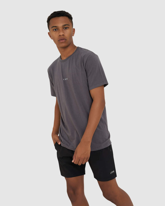 Model wearing Base Tee - Shadow