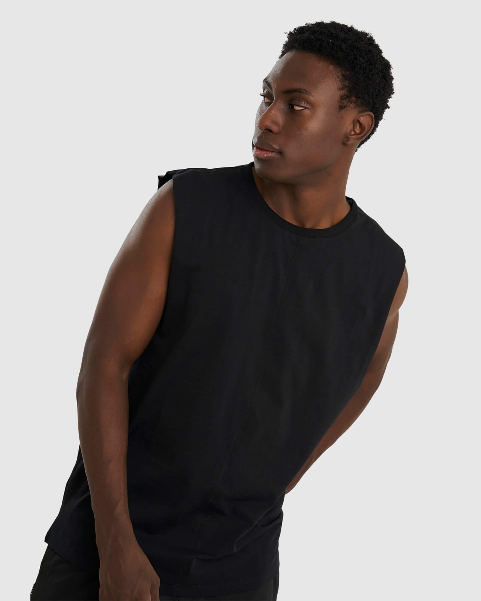 Model wearing Faction Tank - Black-Black