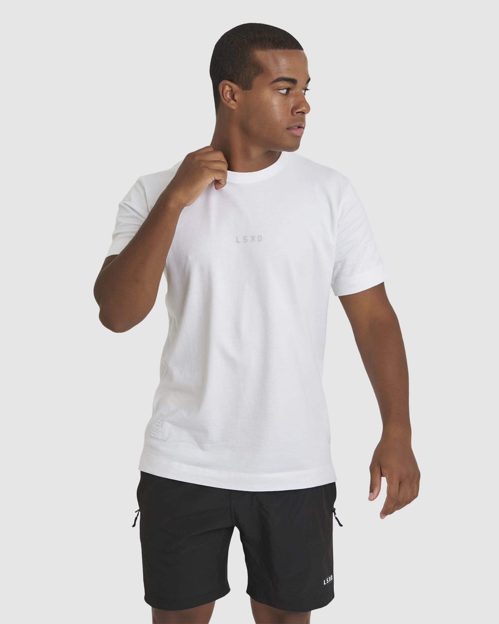 Model wearing Run Club FLXDRY Performance Tee - White-Reflective