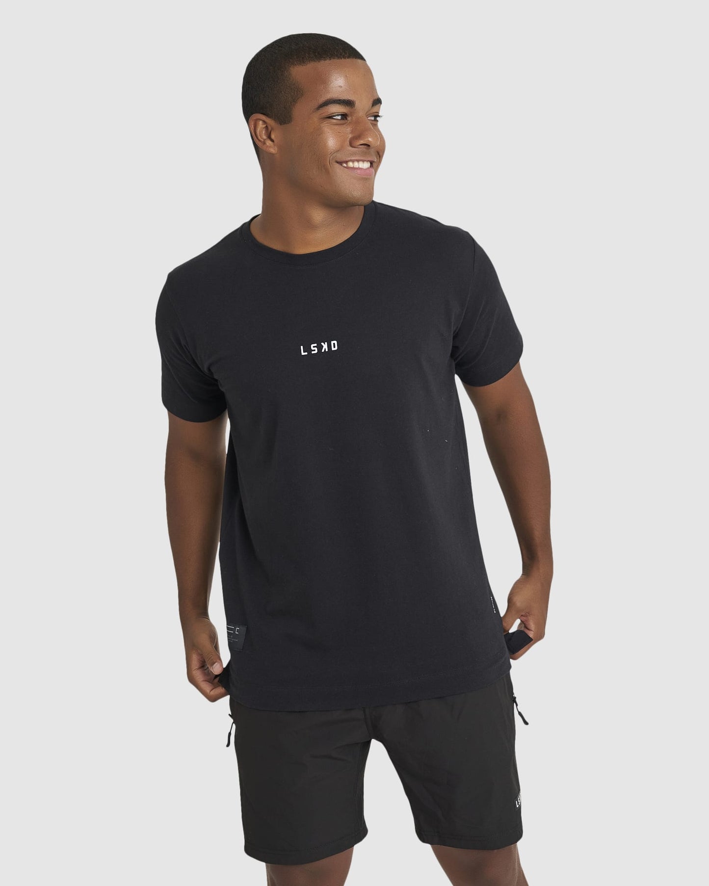 Model wearing Run Club FLXDRY Performance Tee - Black-Reflective