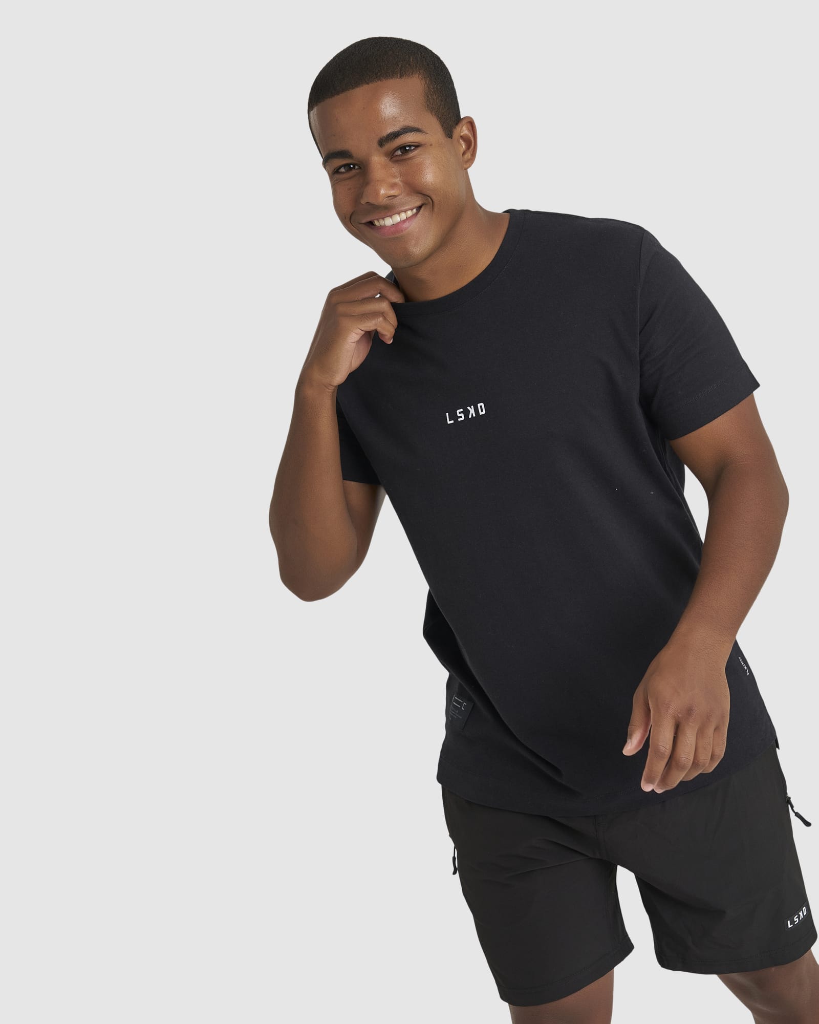 Model wearing Run Club FLXDRY Performance Tee - Black-Reflective