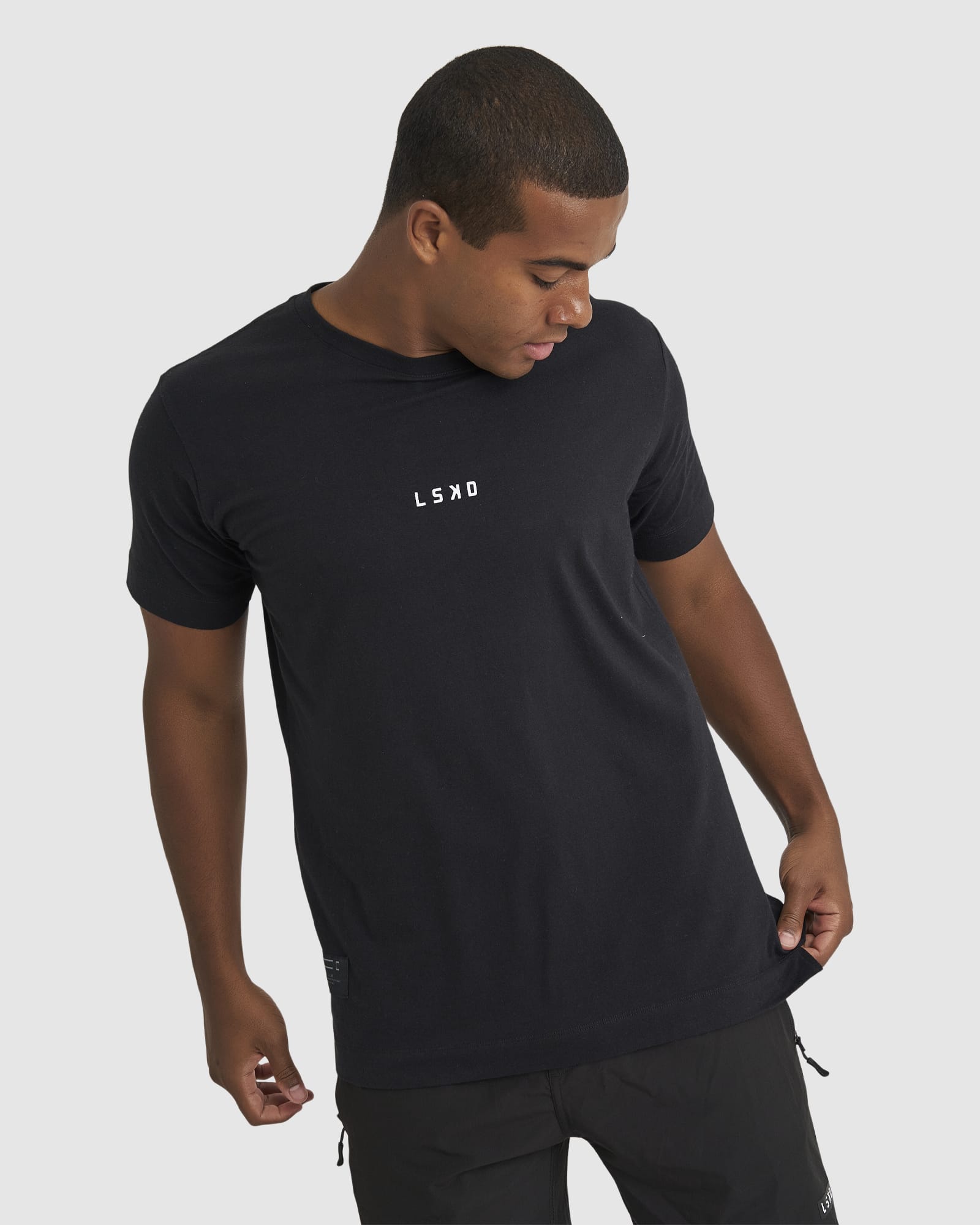 Model wearing Run Club FLXDRY Performance Tee - Black-Reflective