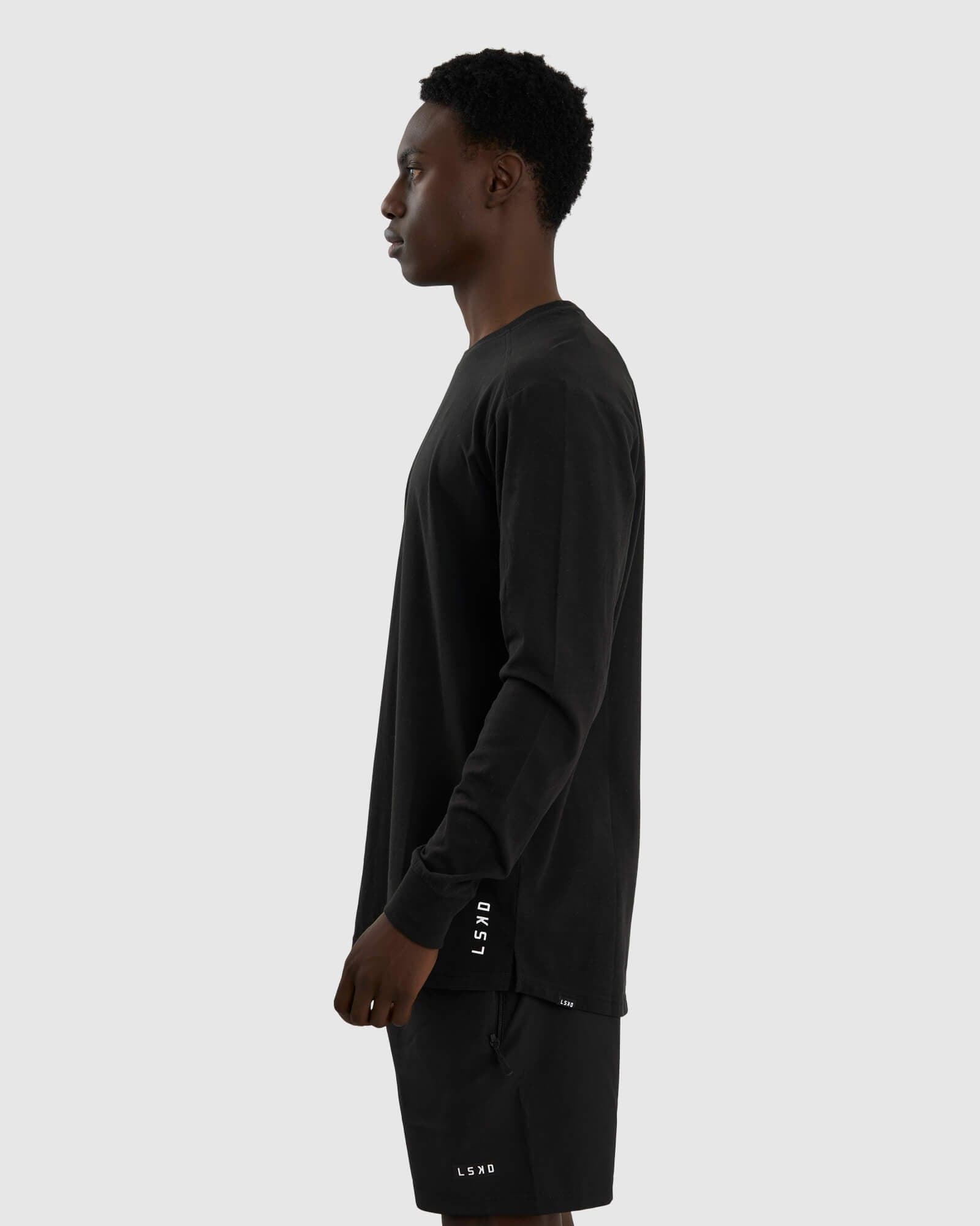 Model wearing Tab LS Tee - Black