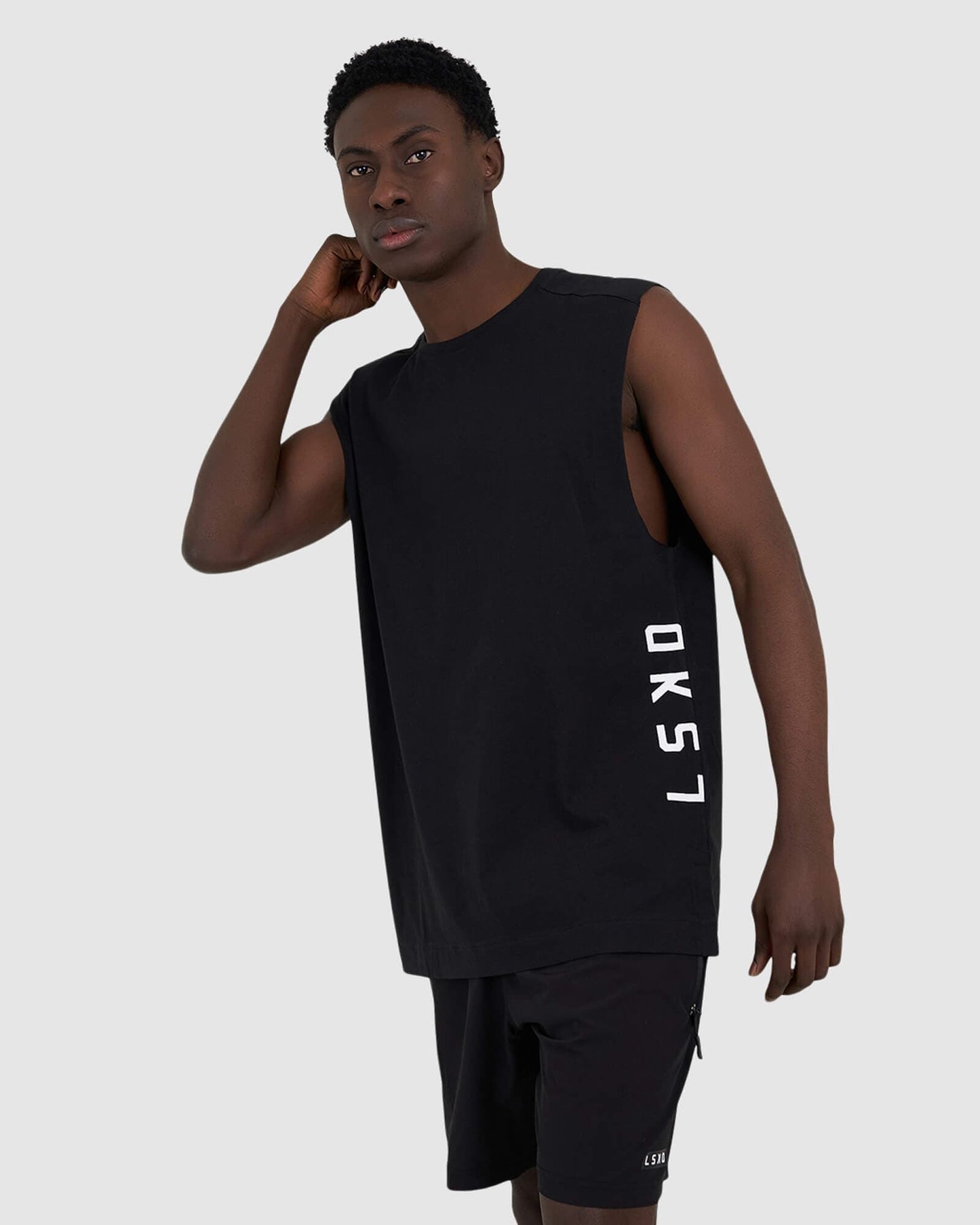 Model wearing Flex Tank - Black-White